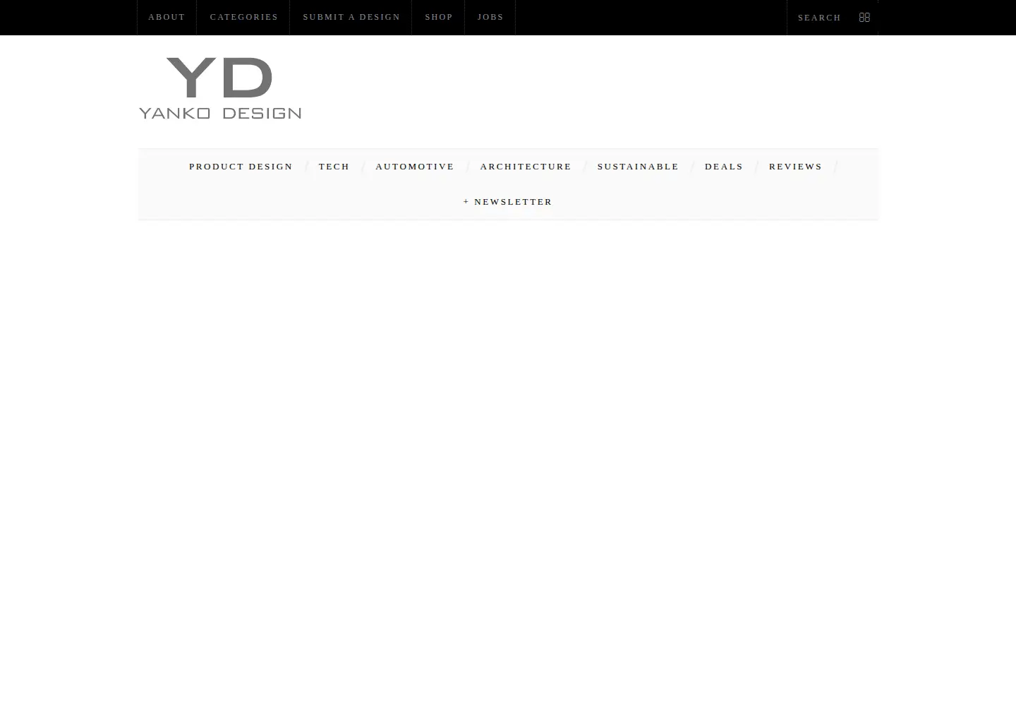 Captured homepage of yankodesign.com in the current scan