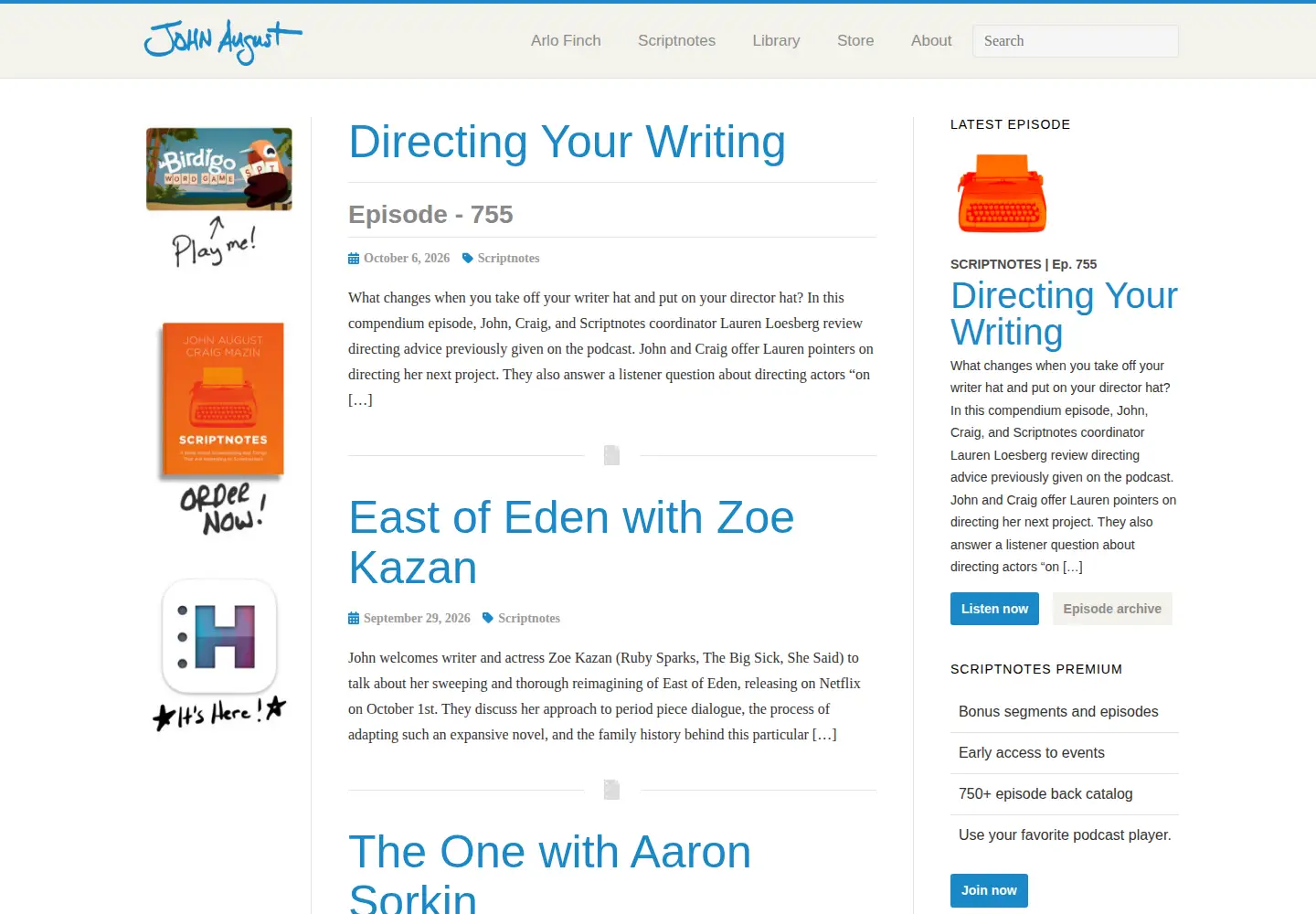 Screenshot of johnaugust.com