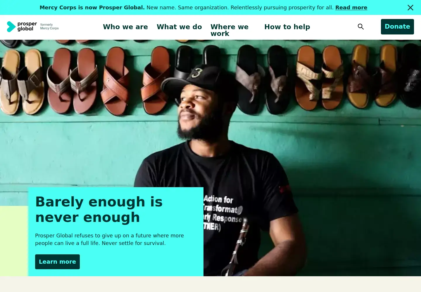 Captured homepage of mercycorps.org in the current scan