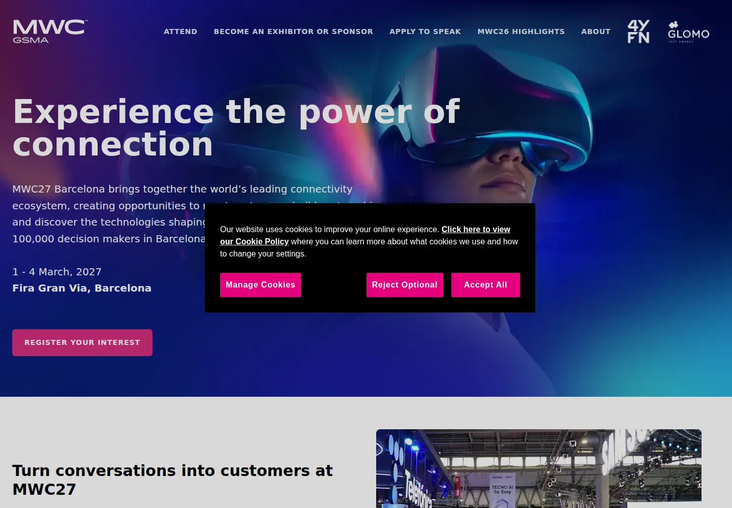 Screenshot of mobileworldcongress.com