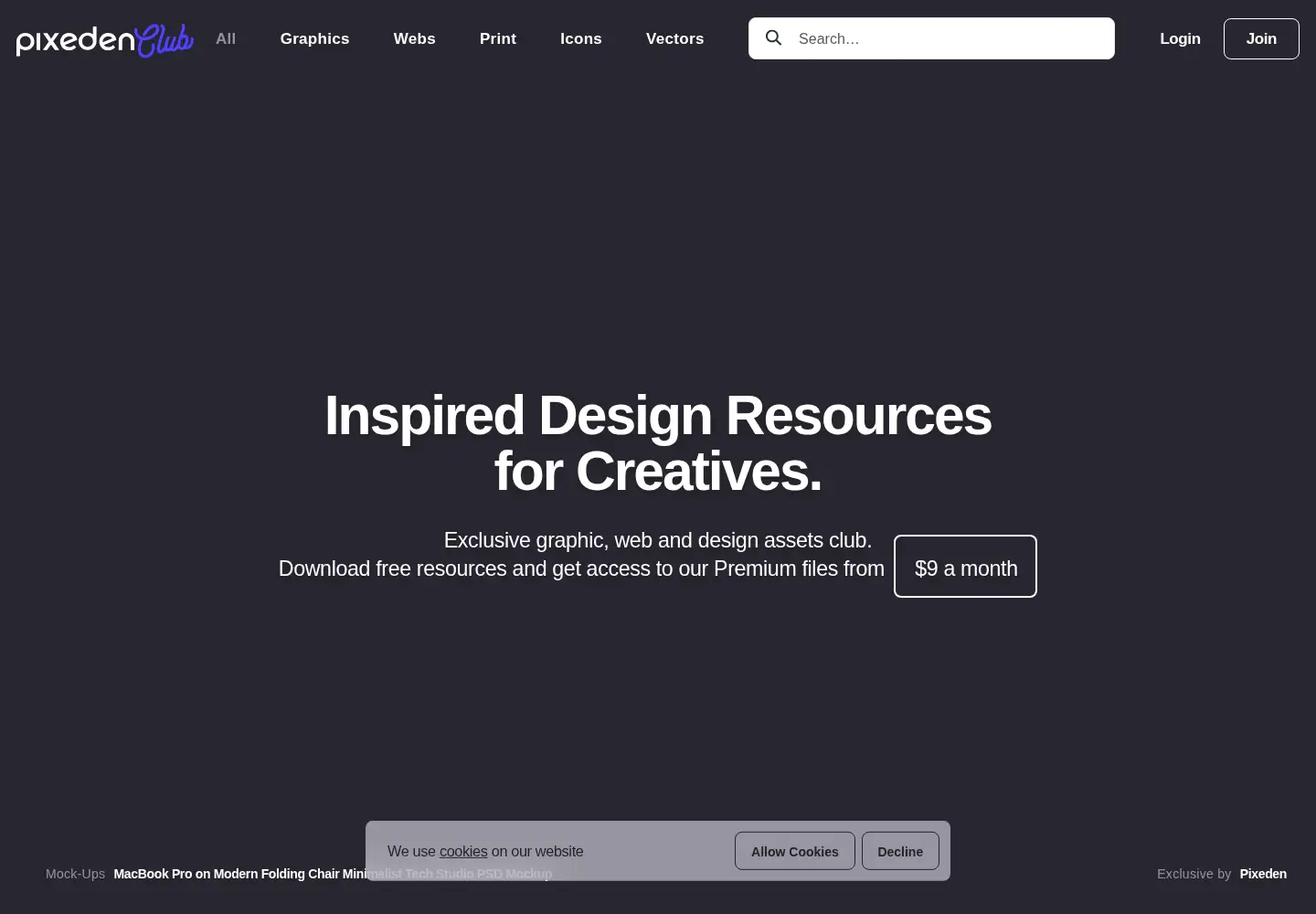 Captured homepage of pixeden.com in the current scan