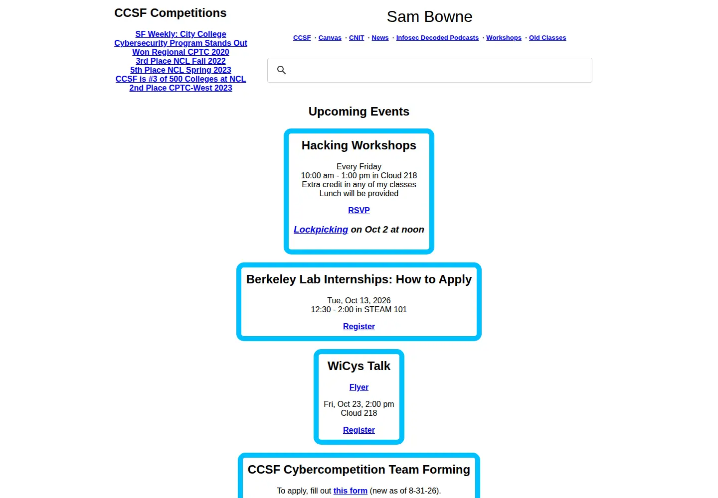 Screenshot of samsclass.info