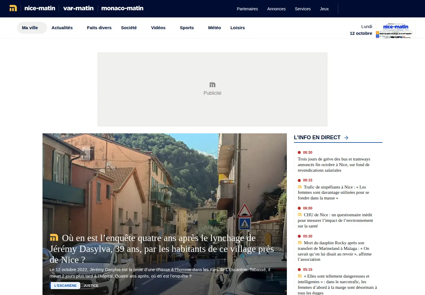 Screenshot of nicematin.com