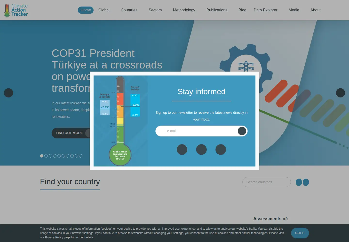Screenshot of climateactiontracker.org