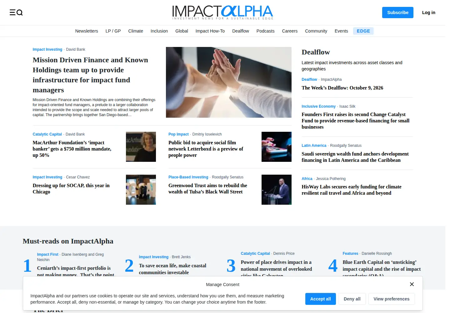 Captured homepage of impactalpha.com in the current scan