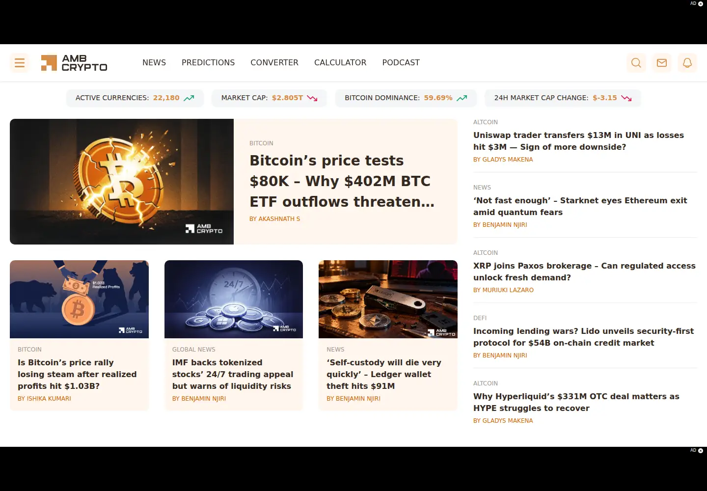 Screenshot of ambcrypto.com