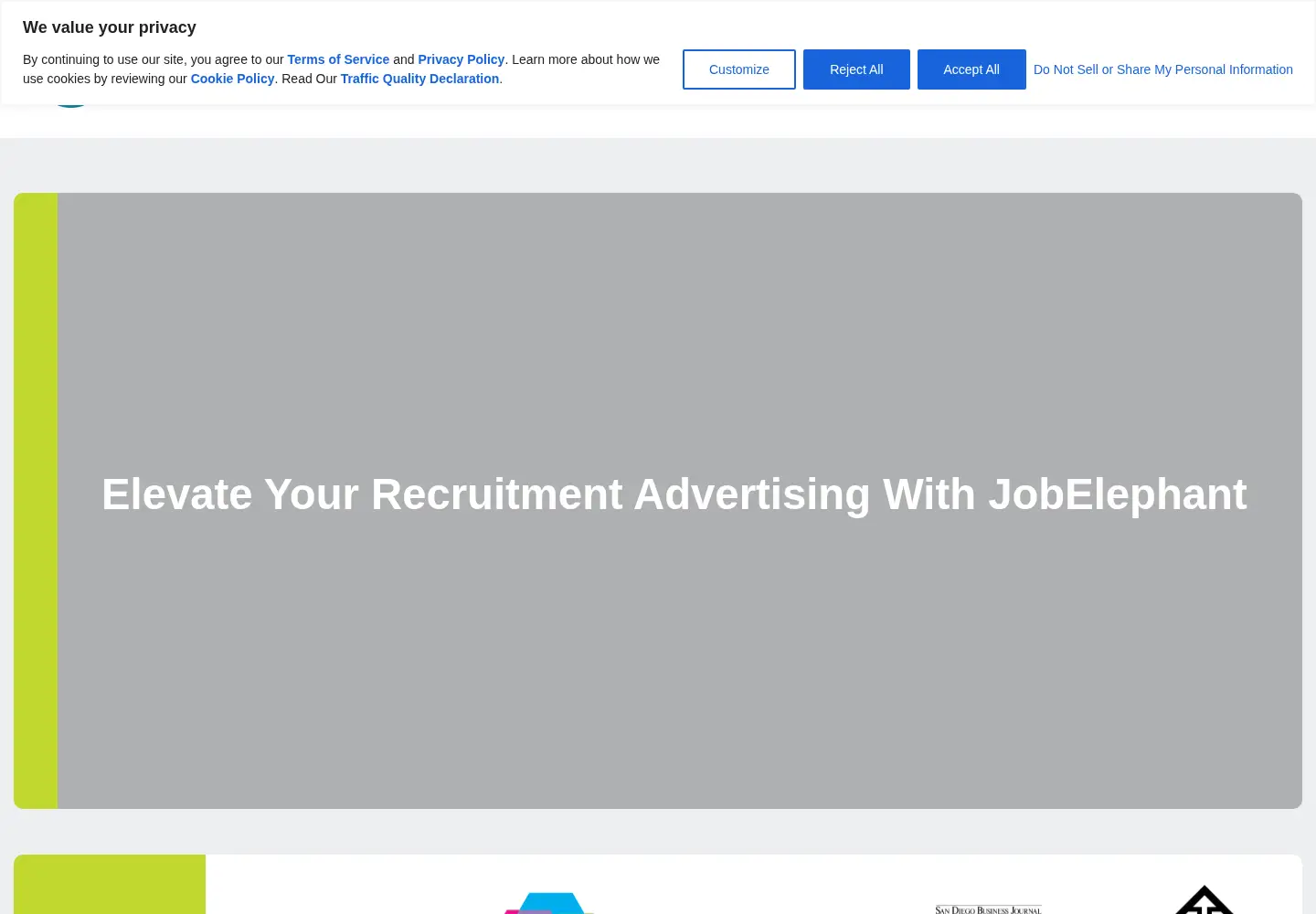 Screenshot of jobelephant.com