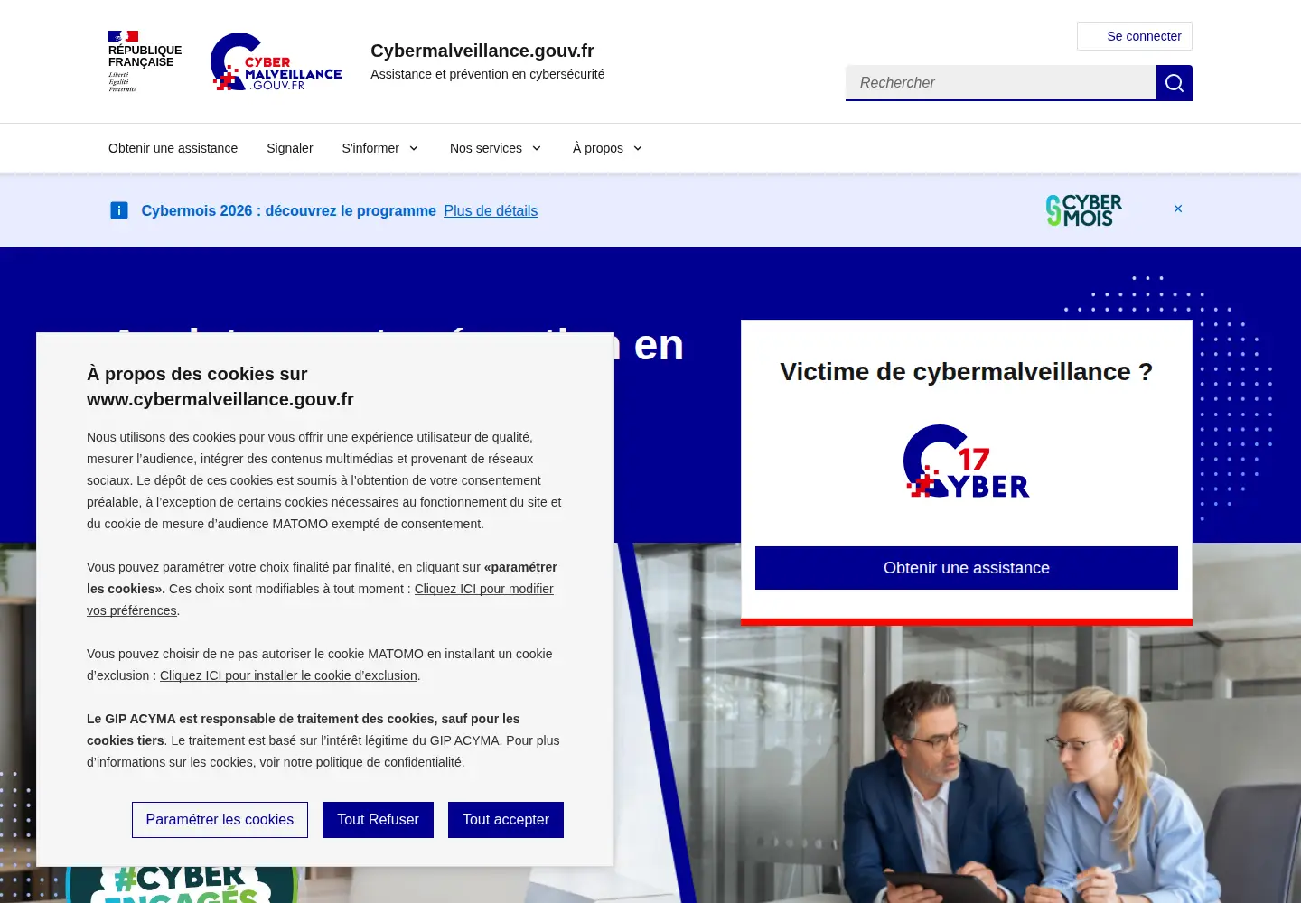 Screenshot of cybermalveillance.gouv.fr