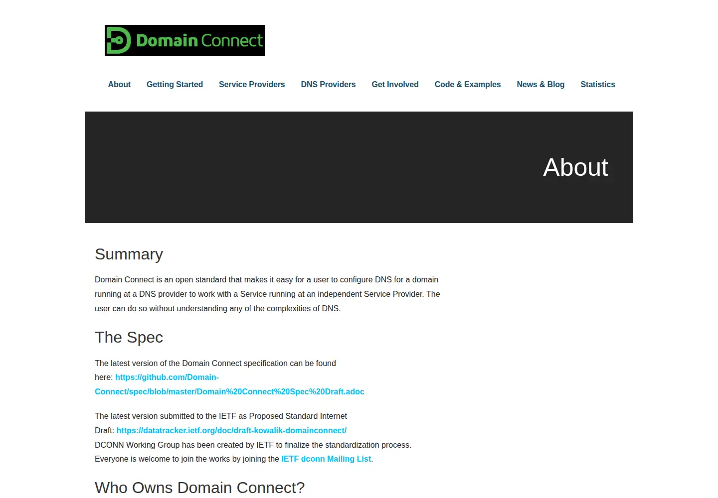 Screenshot of domainconnect.org