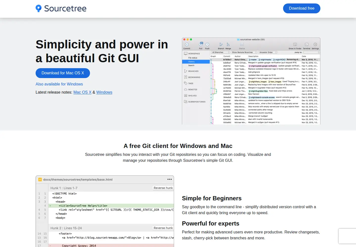 Captured homepage of sourcetreeapp.com in the current scan