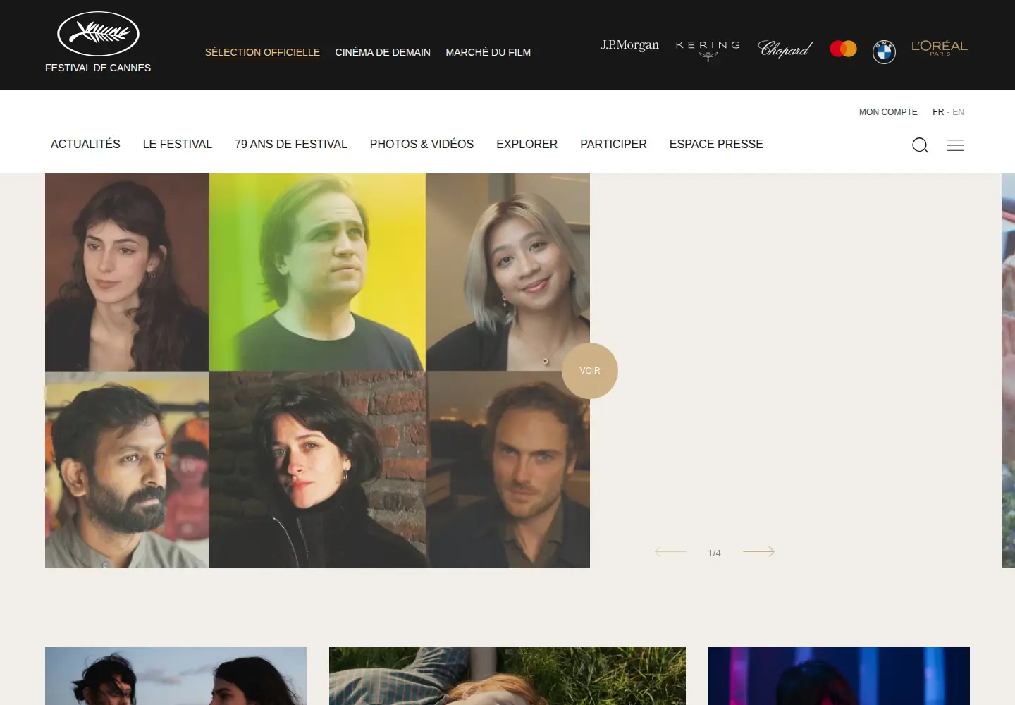Captured homepage of festival-cannes.com in the current scan