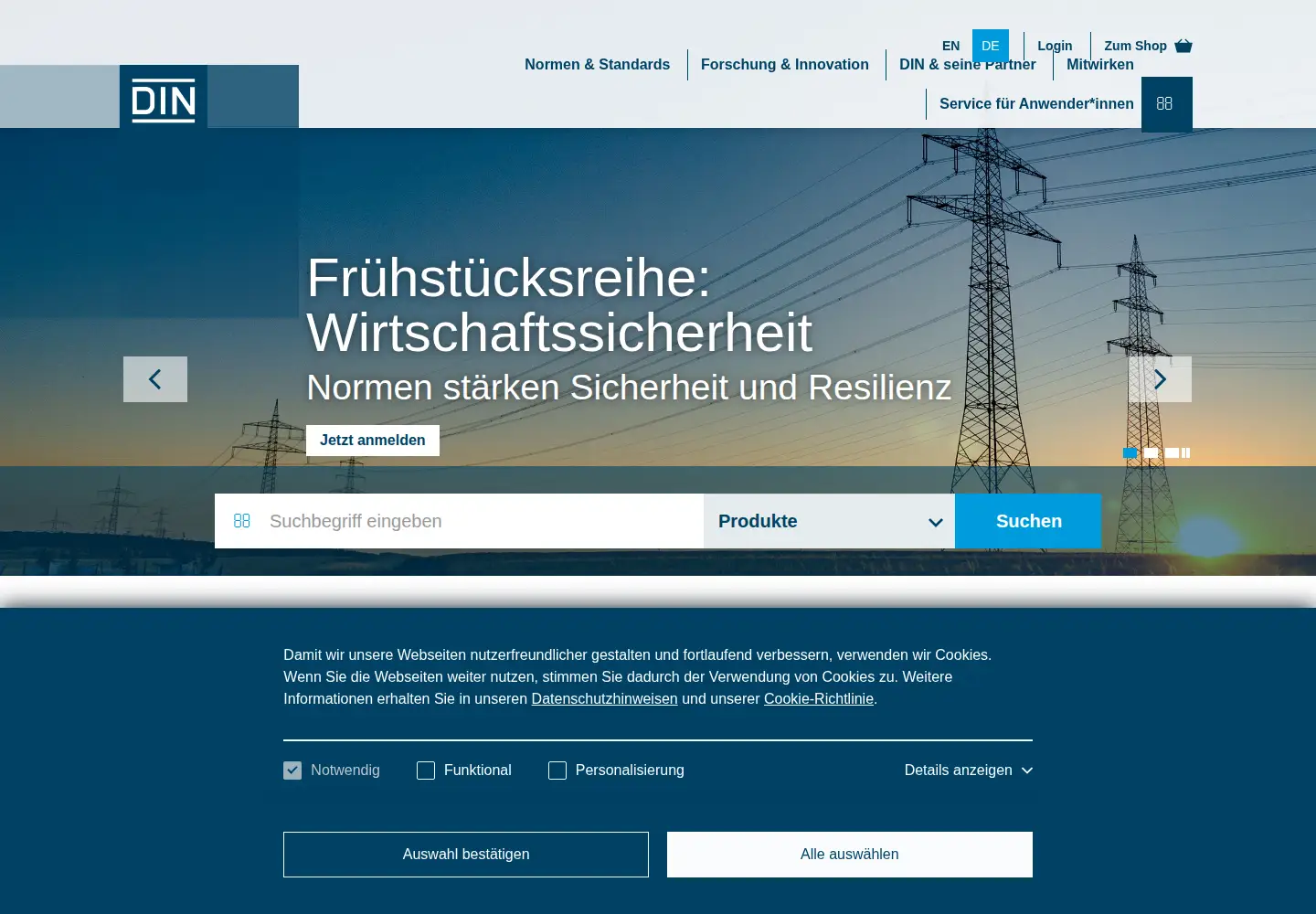Screenshot of din.de