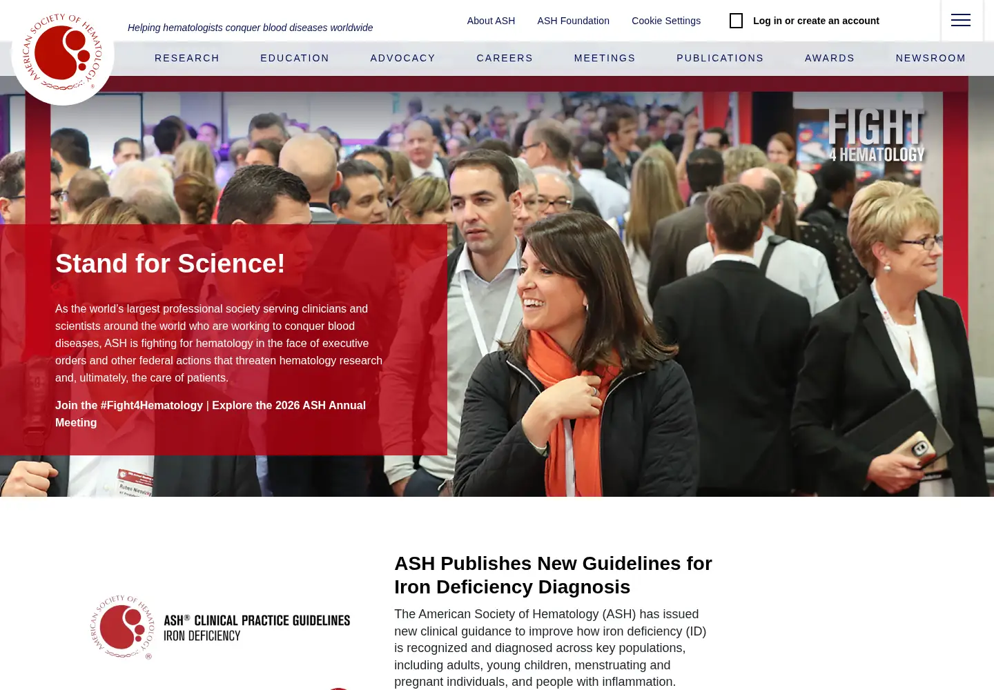 Screenshot of hematology.org