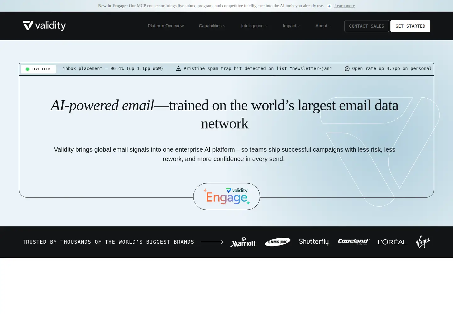 Captured homepage of validity.com in the current scan