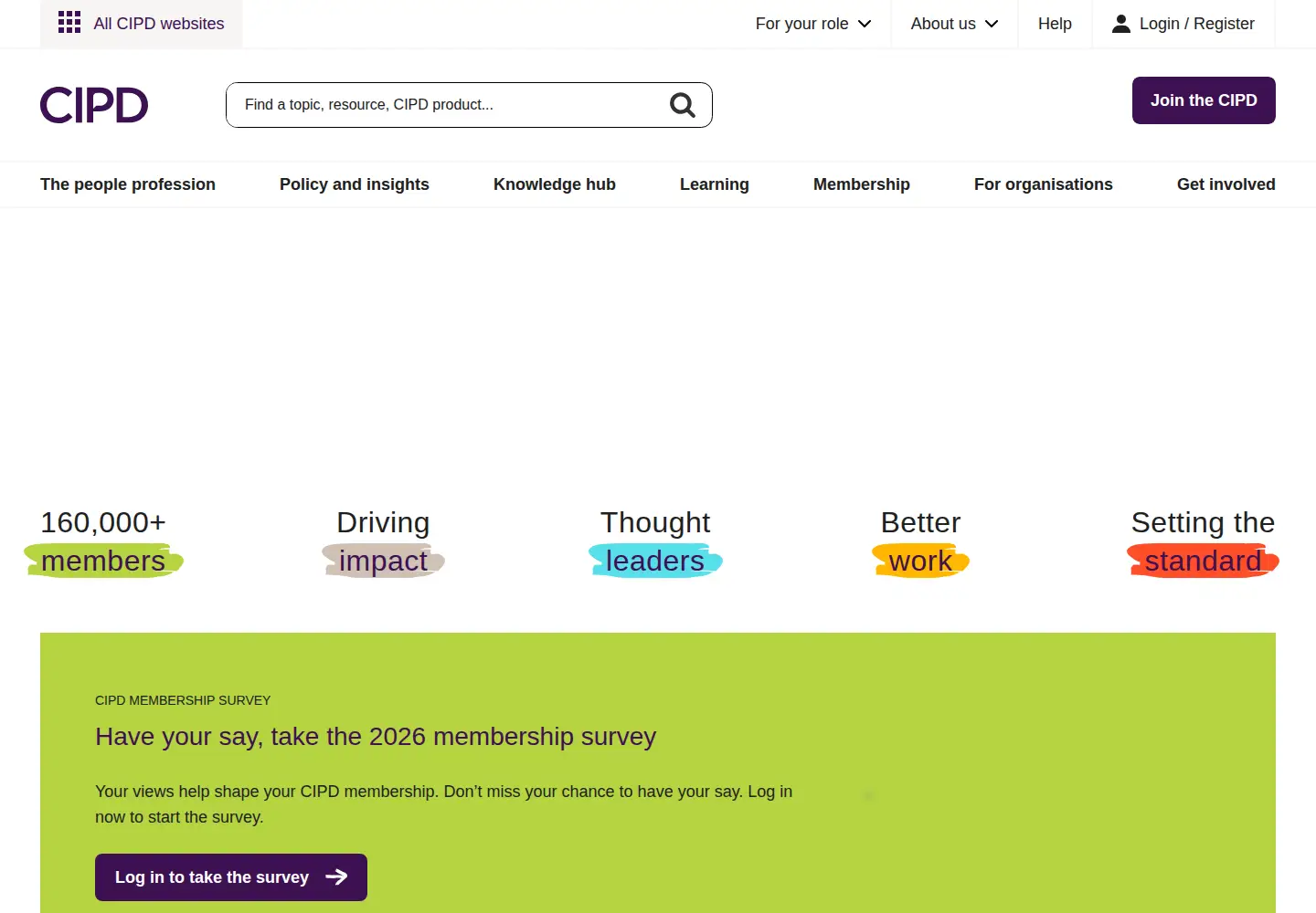 Captured homepage of cipd.co.uk in the current scan