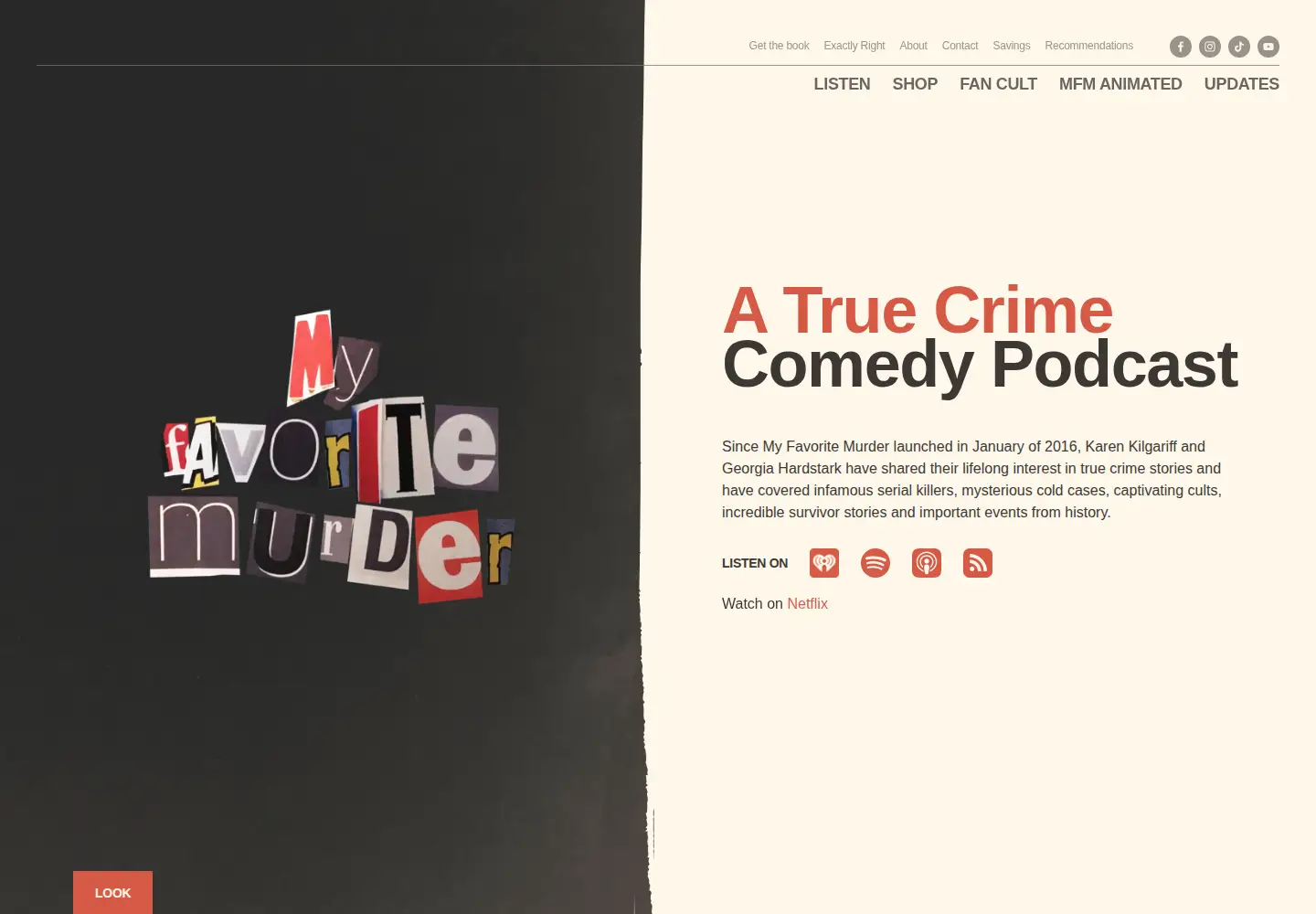 Captured homepage of myfavoritemurder.com in the current scan