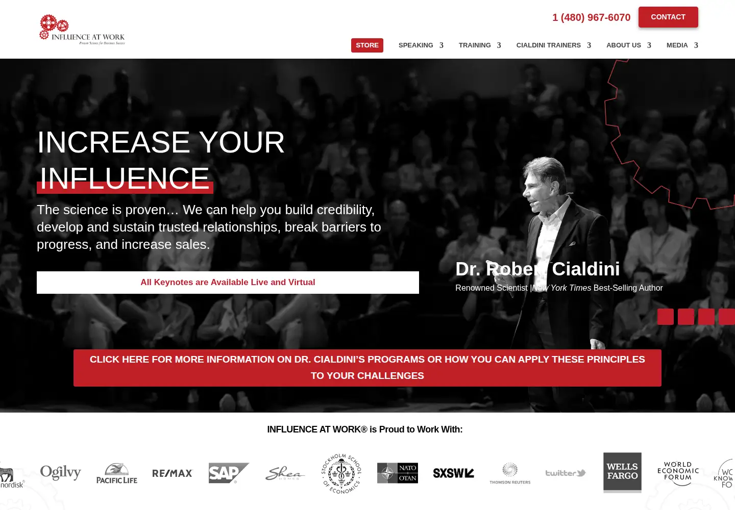 Captured homepage of influenceatwork.com in the current scan