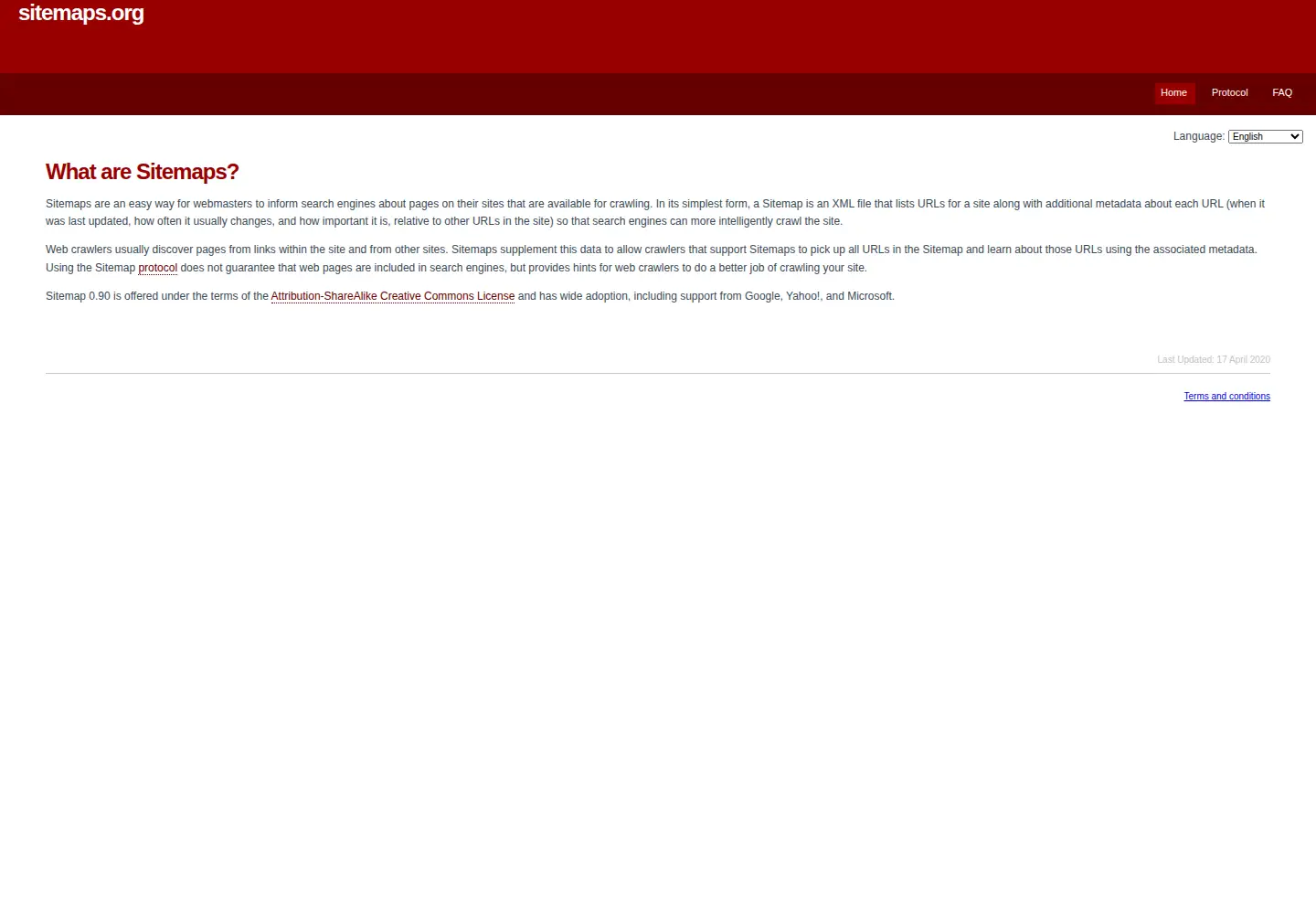Screenshot of sitemaps.org