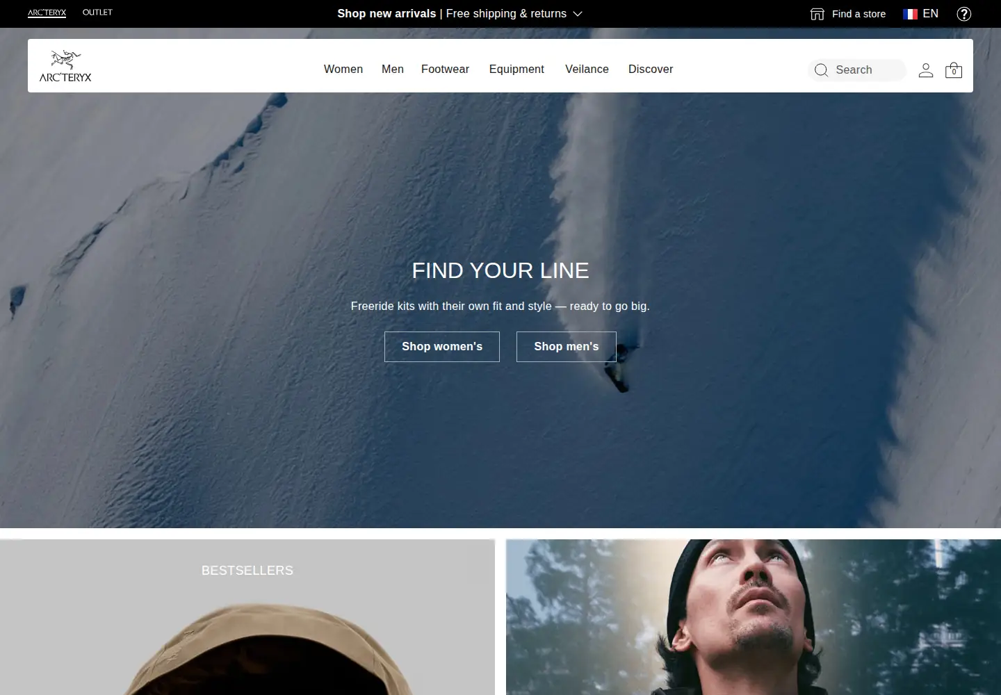 Screenshot of arcteryx.com
