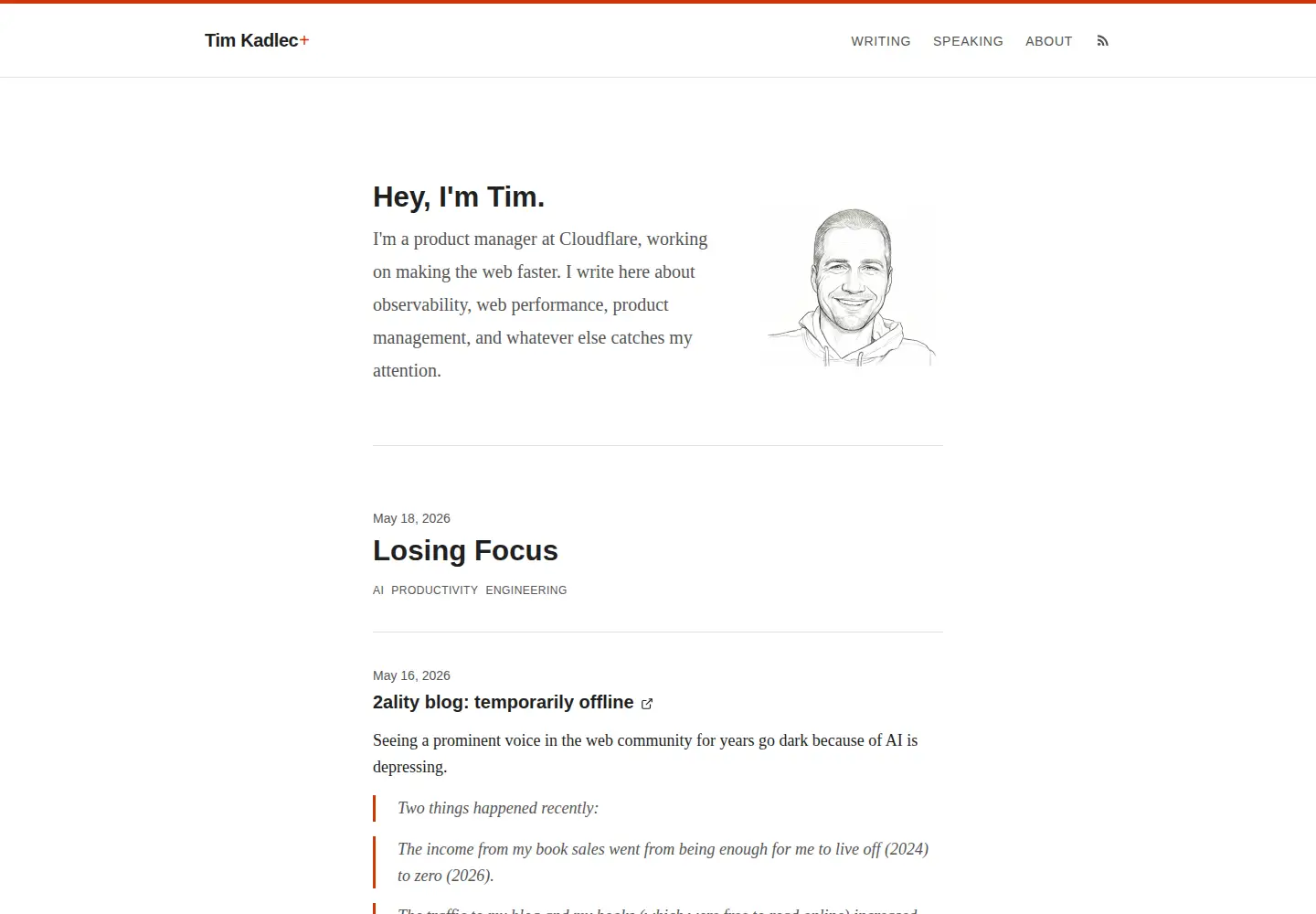 Captured homepage of timkadlec.com in the current scan