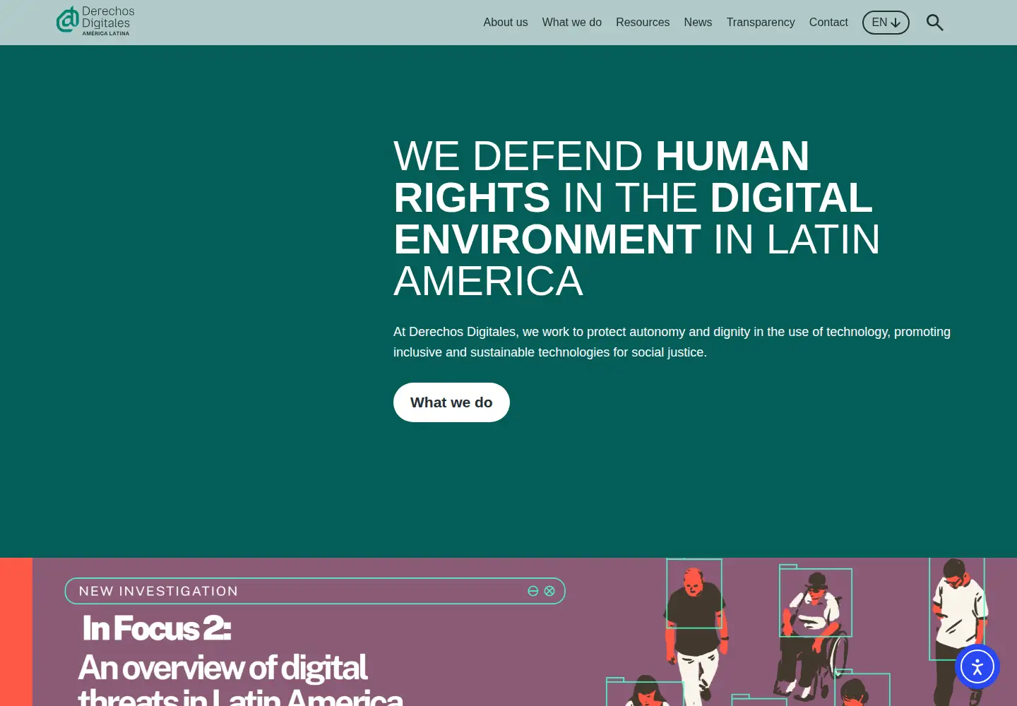 Captured homepage of derechosdigitales.org in the current scan