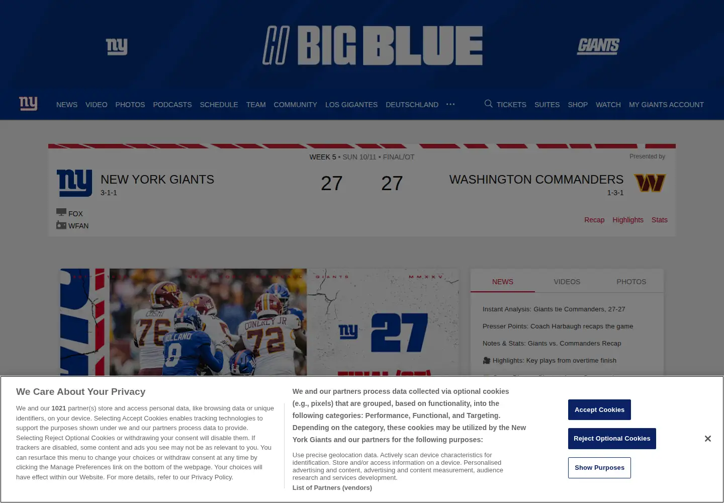 Screenshot of giants.com