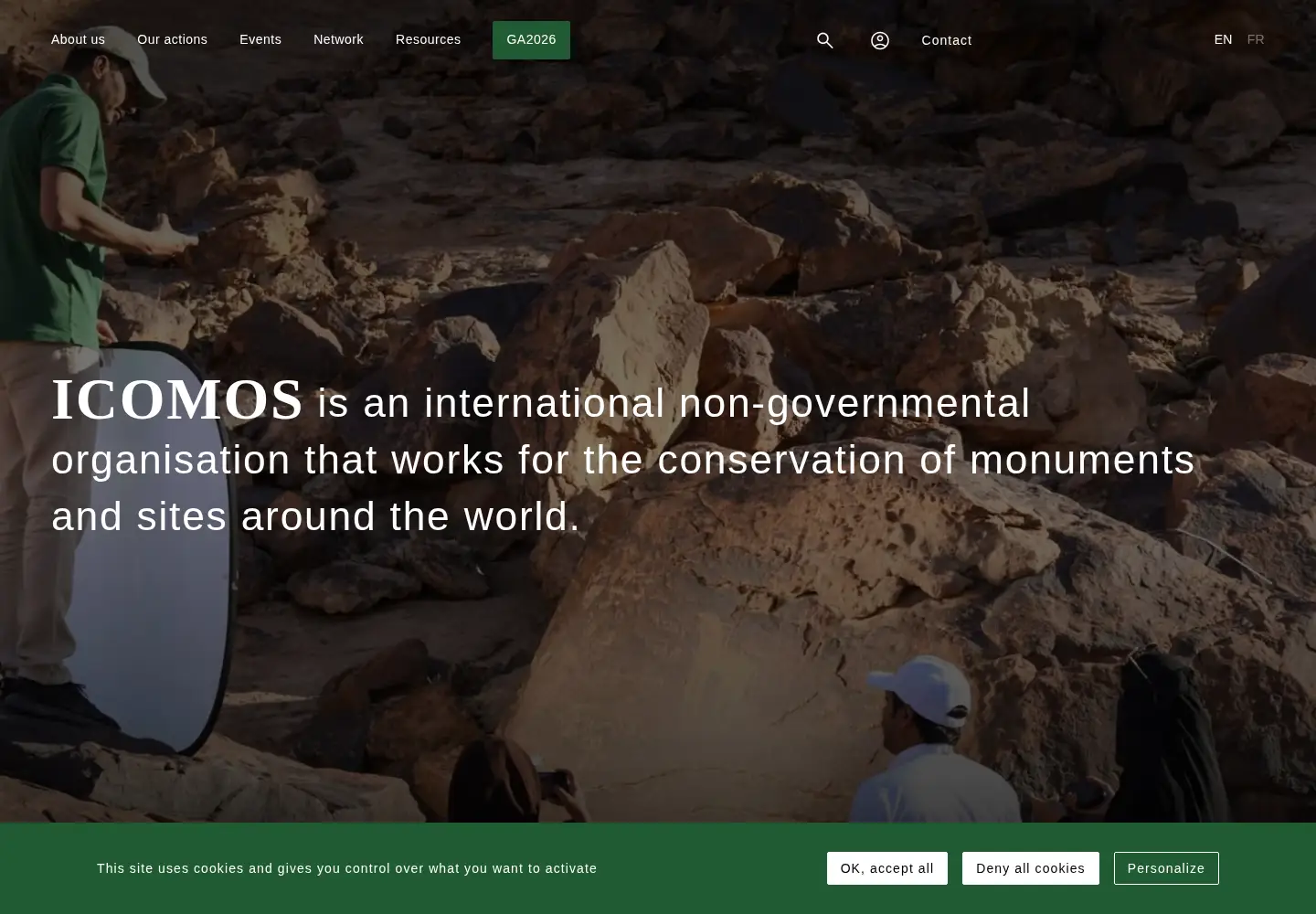 Captured homepage of icomos.org in the current scan