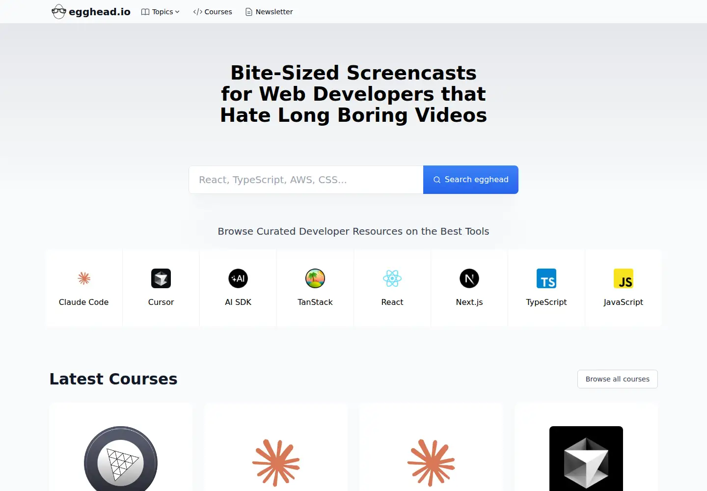 Screenshot of egghead.io
