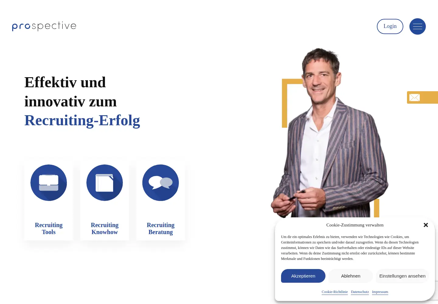 Captured homepage of prospective.ch in the current scan