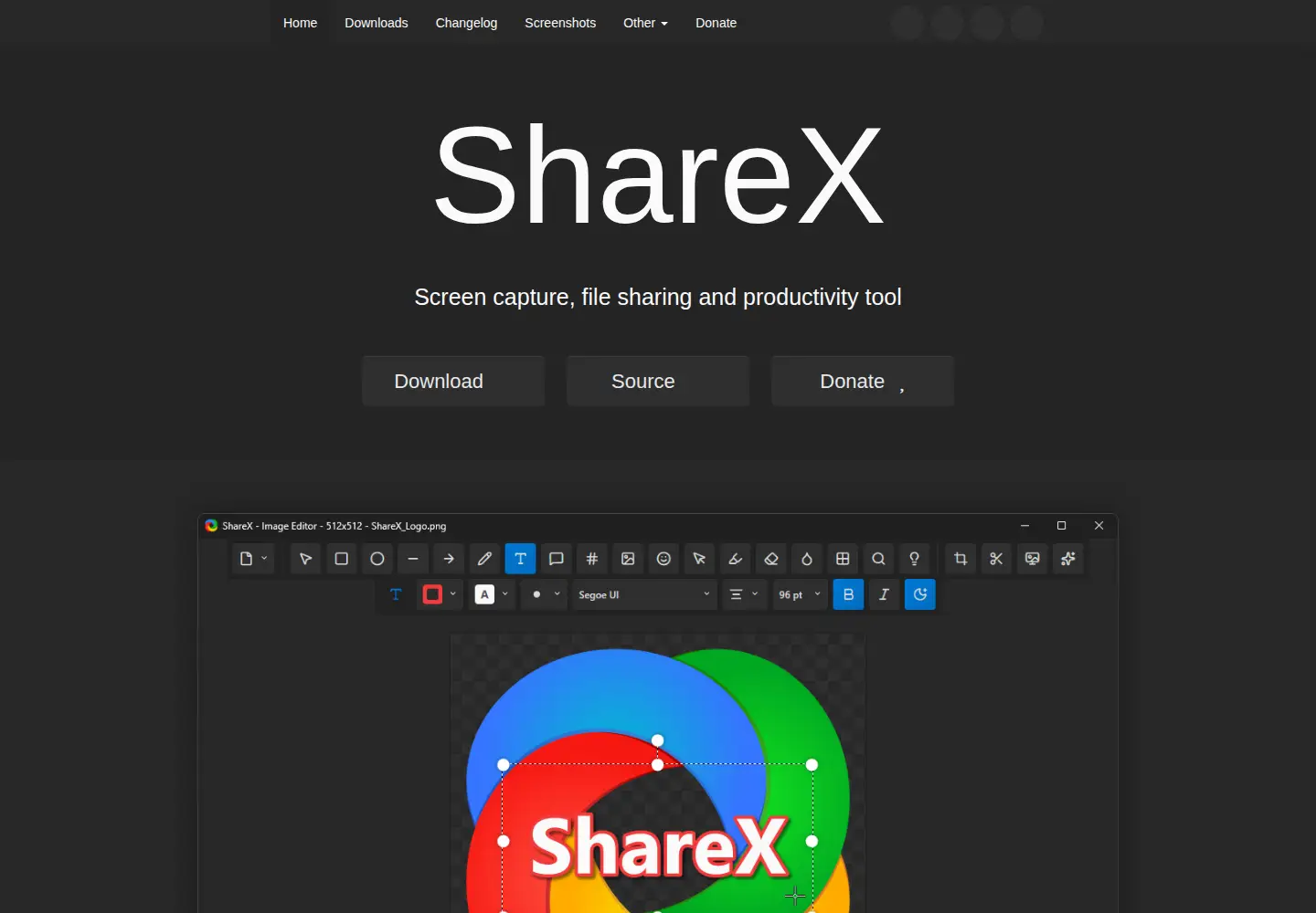 Captured homepage of getsharex.com in the current scan