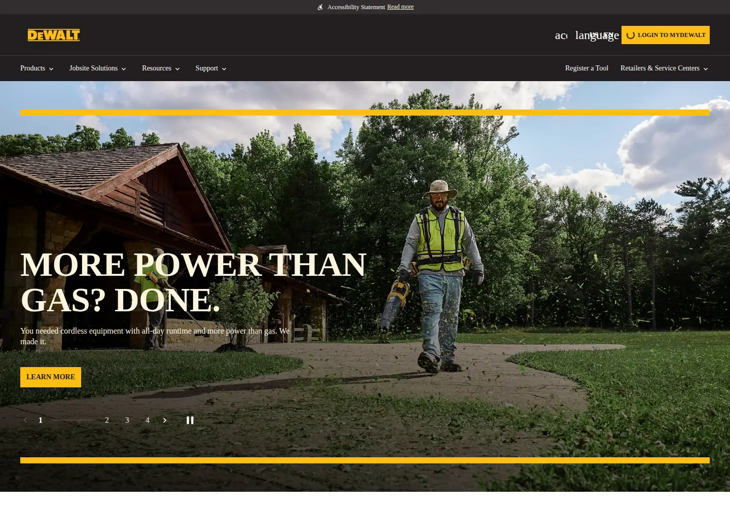 Captured homepage of dewalt.com in the current scan