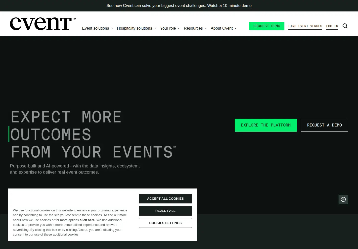 Captured homepage of cventevents.com in the current scan