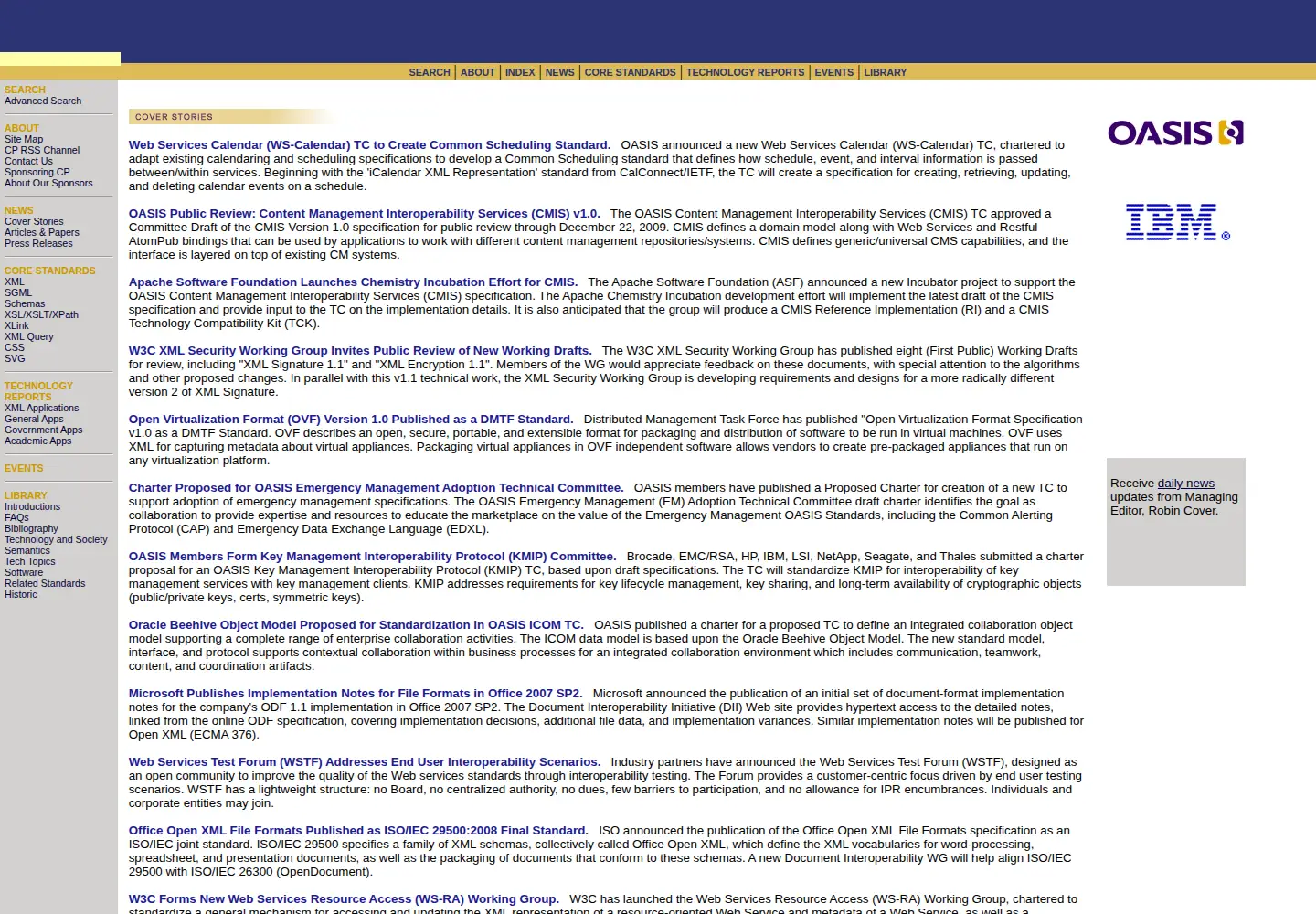 Screenshot of coverpages.org
