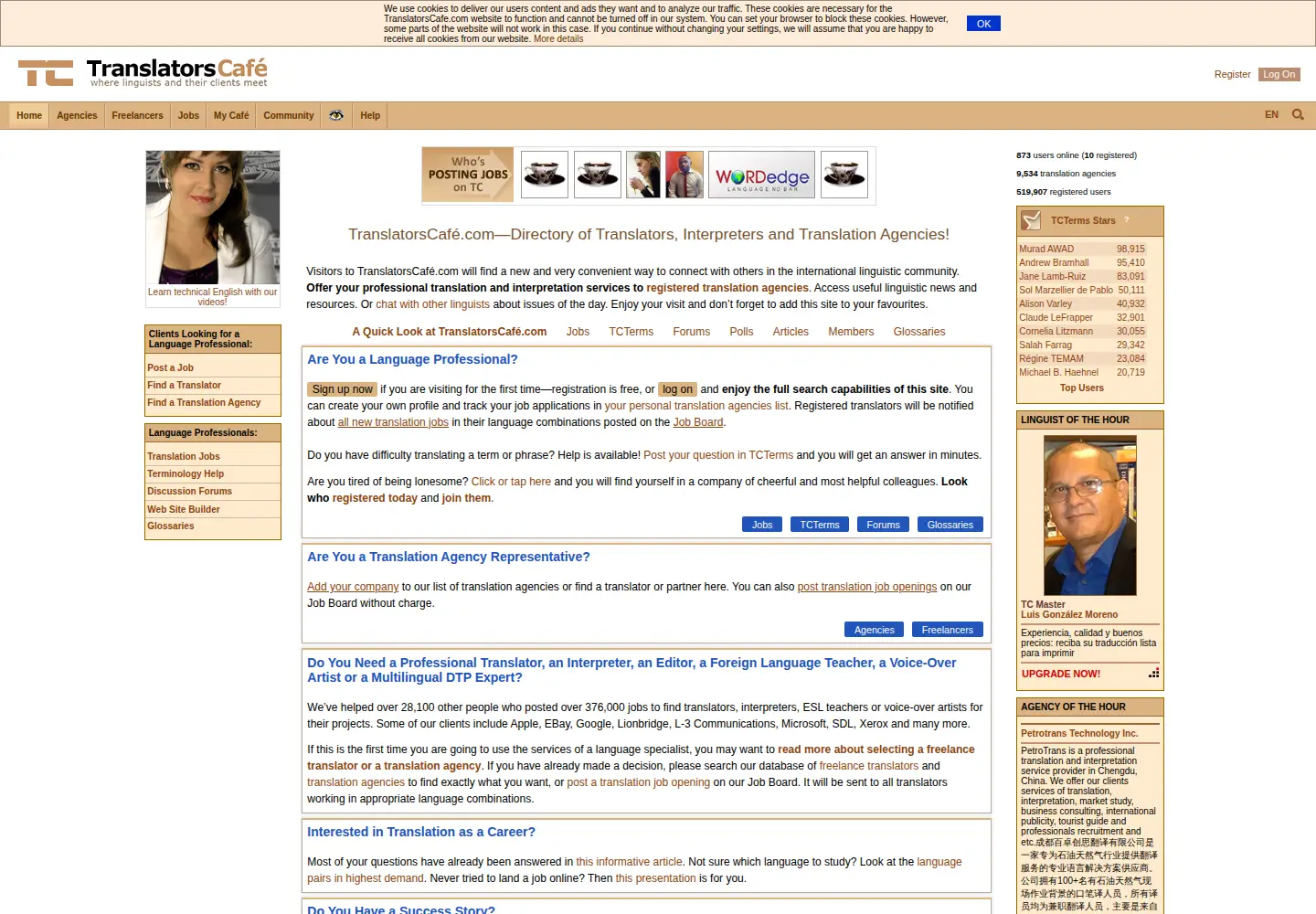 Screenshot of translatorscafe.com