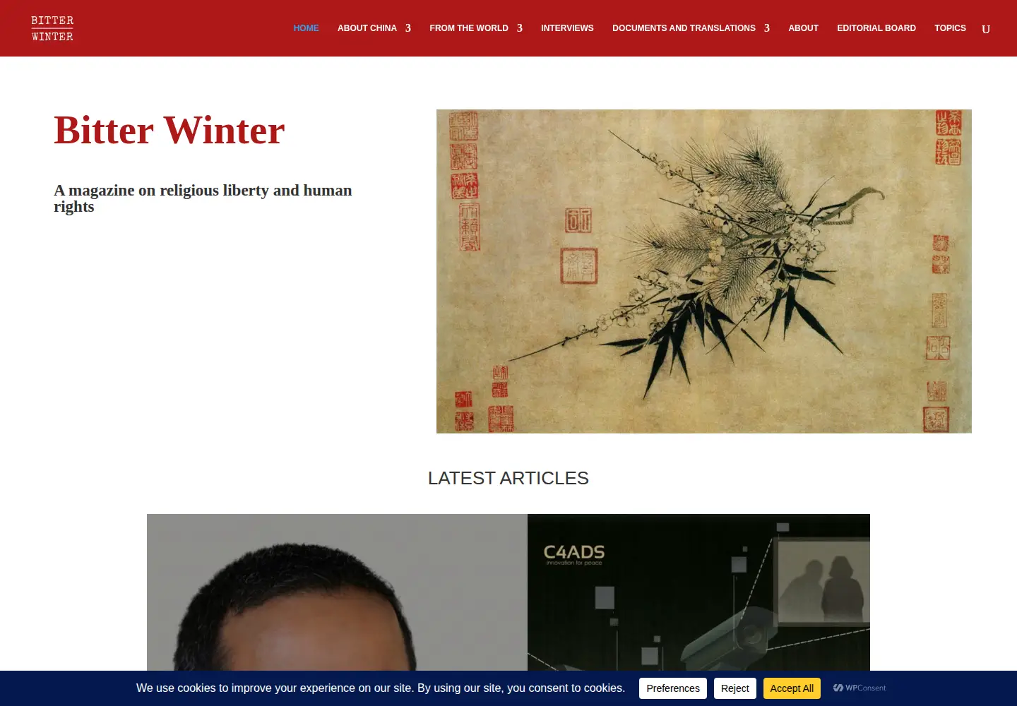 Captured homepage of bitterwinter.org in the current scan