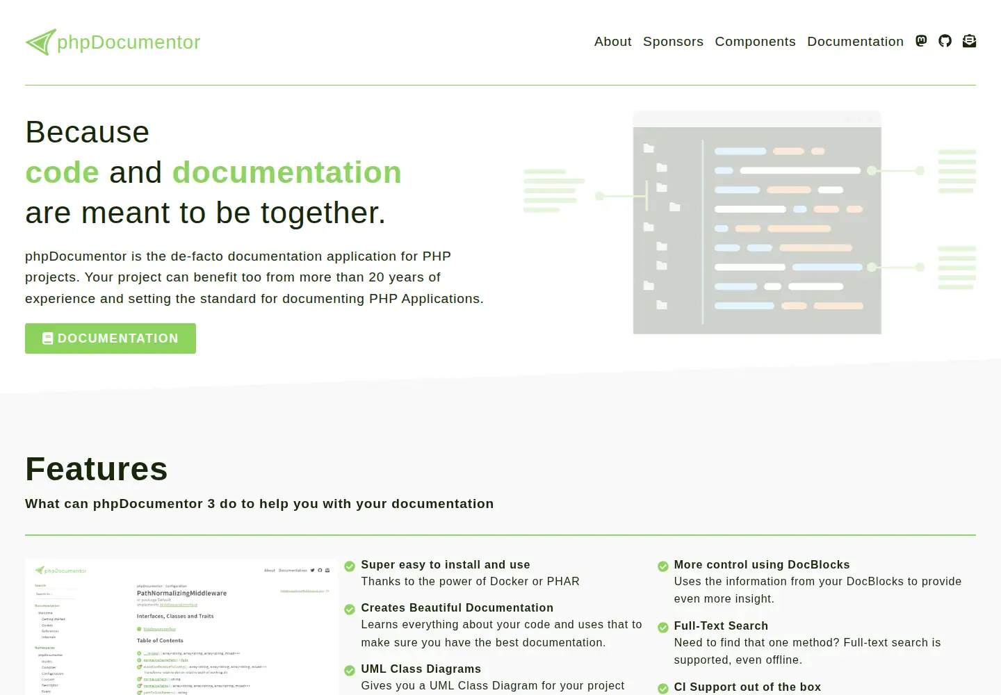 Captured homepage of phpdoc.org in the current scan