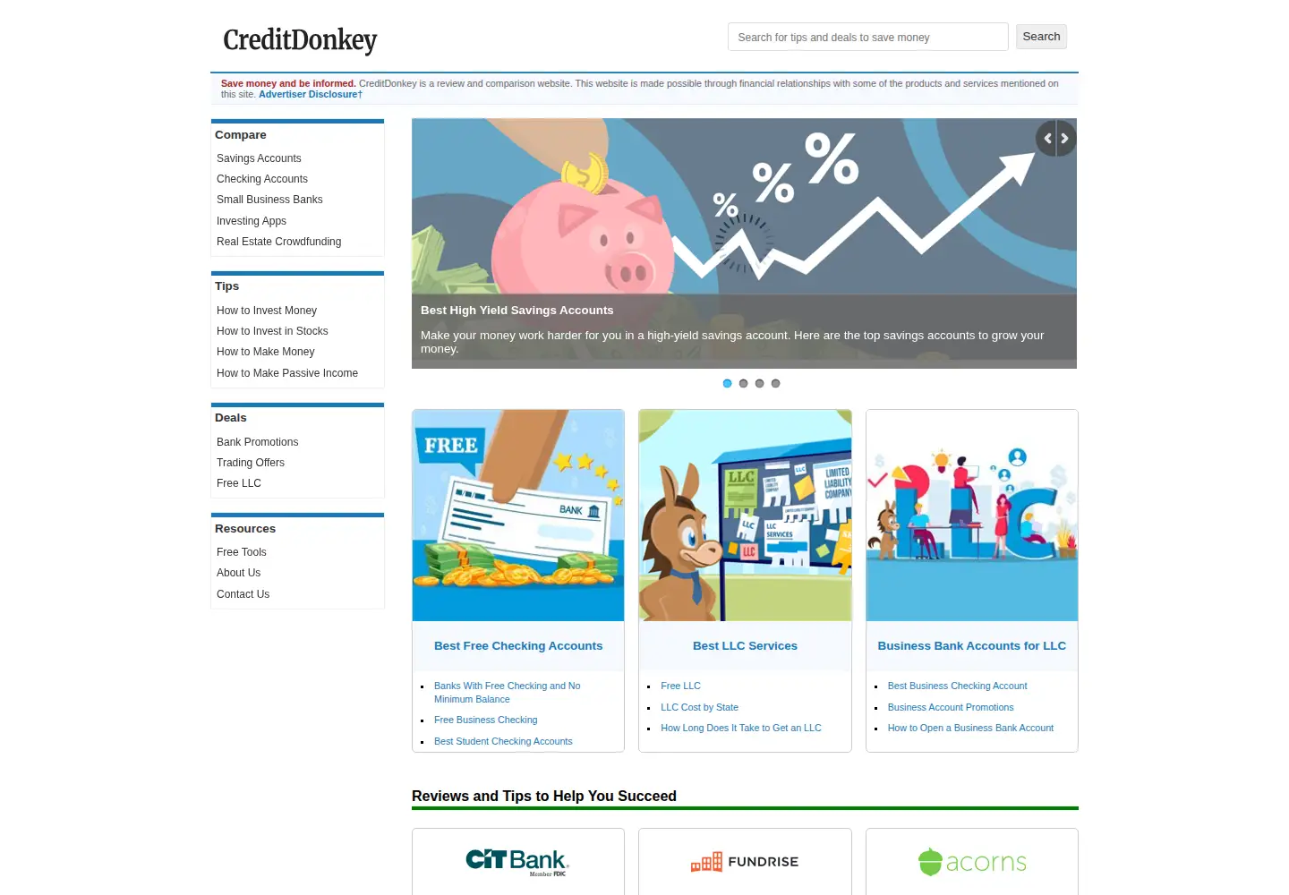 Screenshot of creditdonkey.com