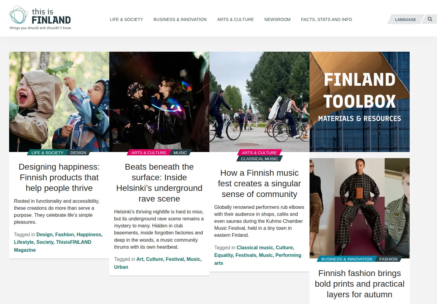 Screenshot of finland.fi