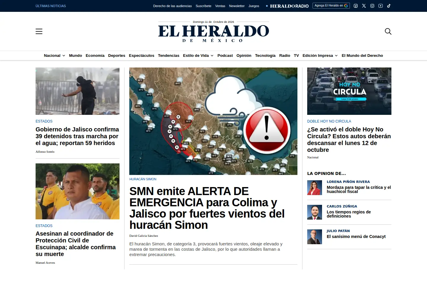 Captured homepage of heraldodemexico.com.mx in the current scan