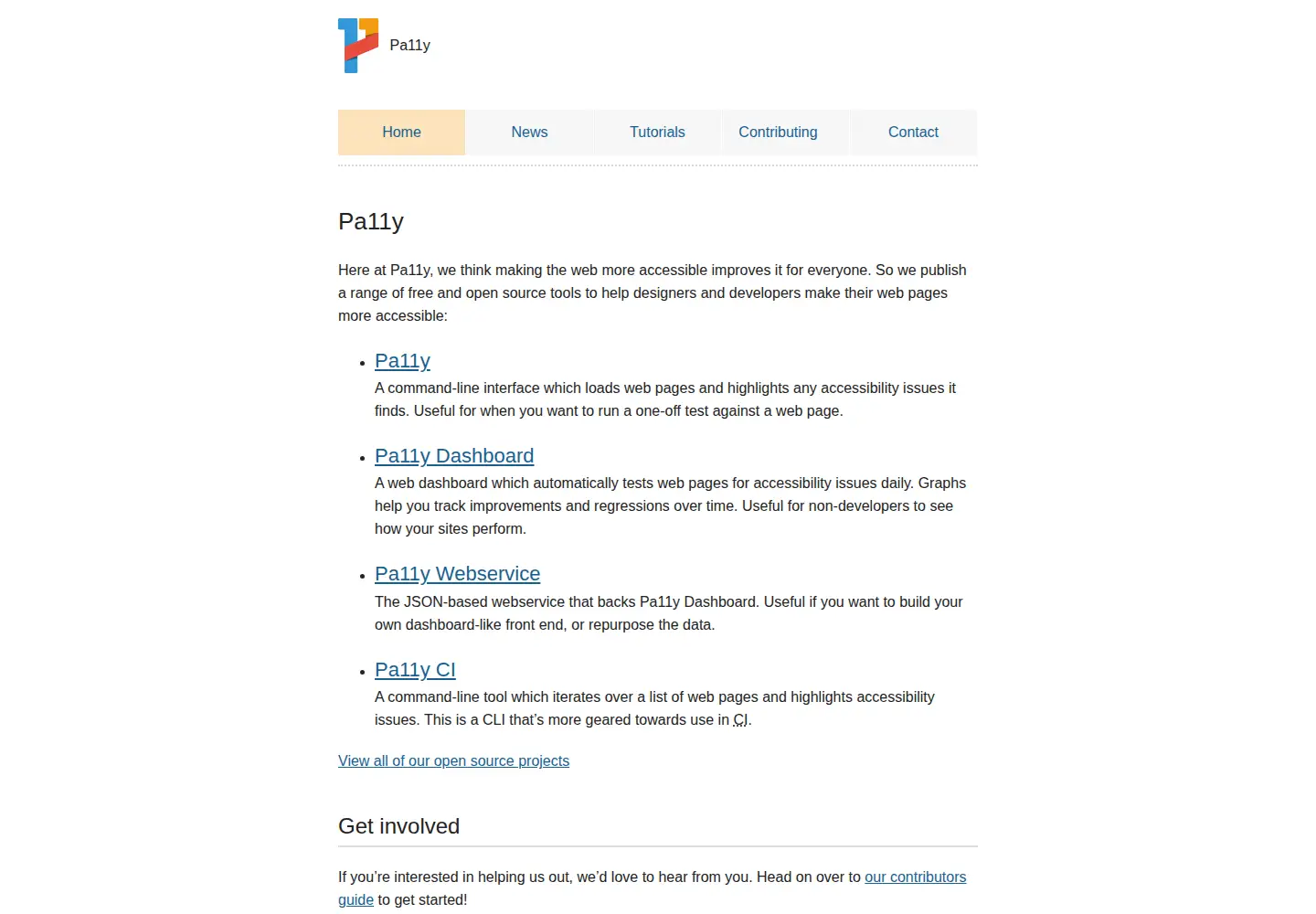 Screenshot of pa11y.org