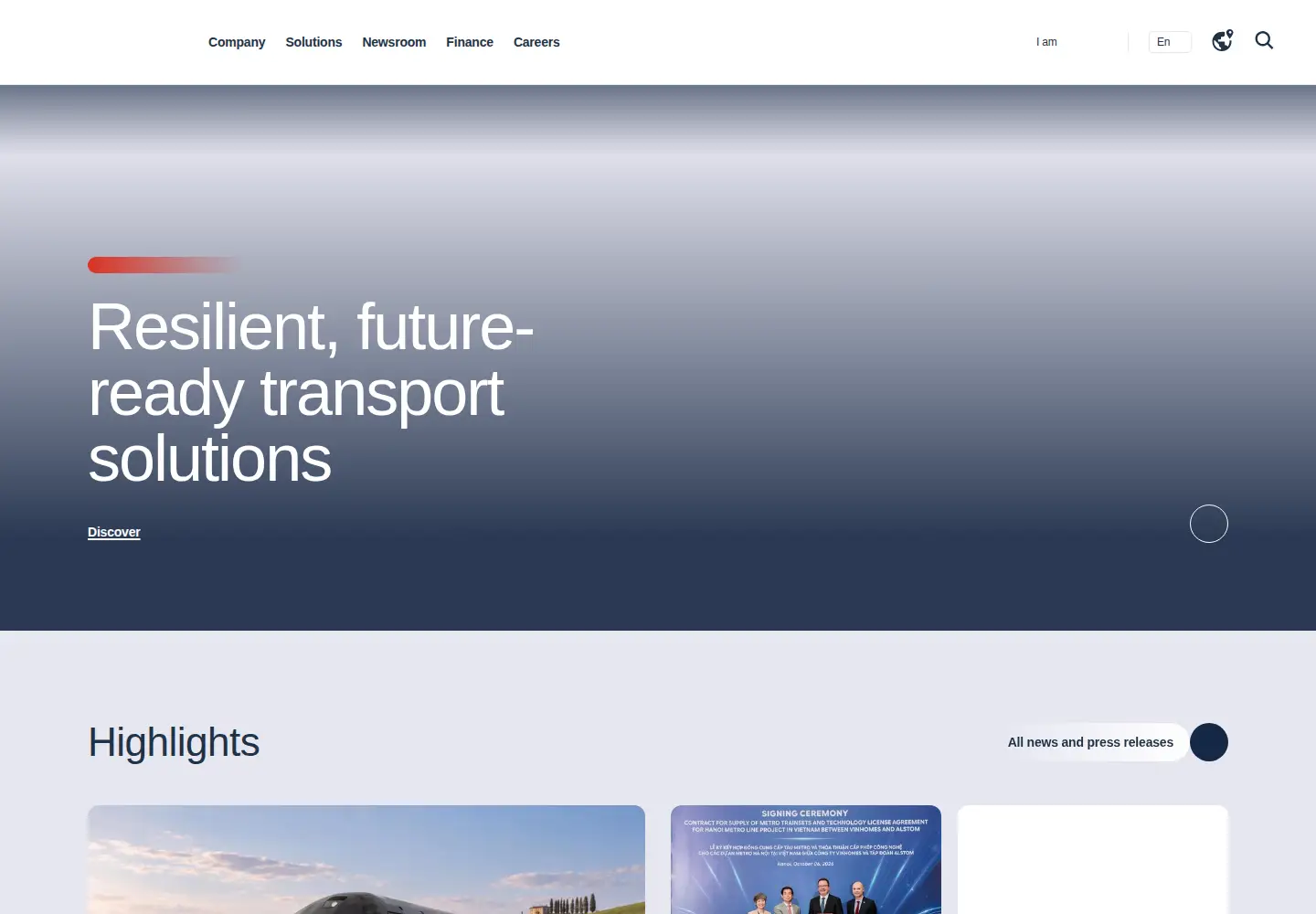 Captured homepage of alstom.com in the current scan