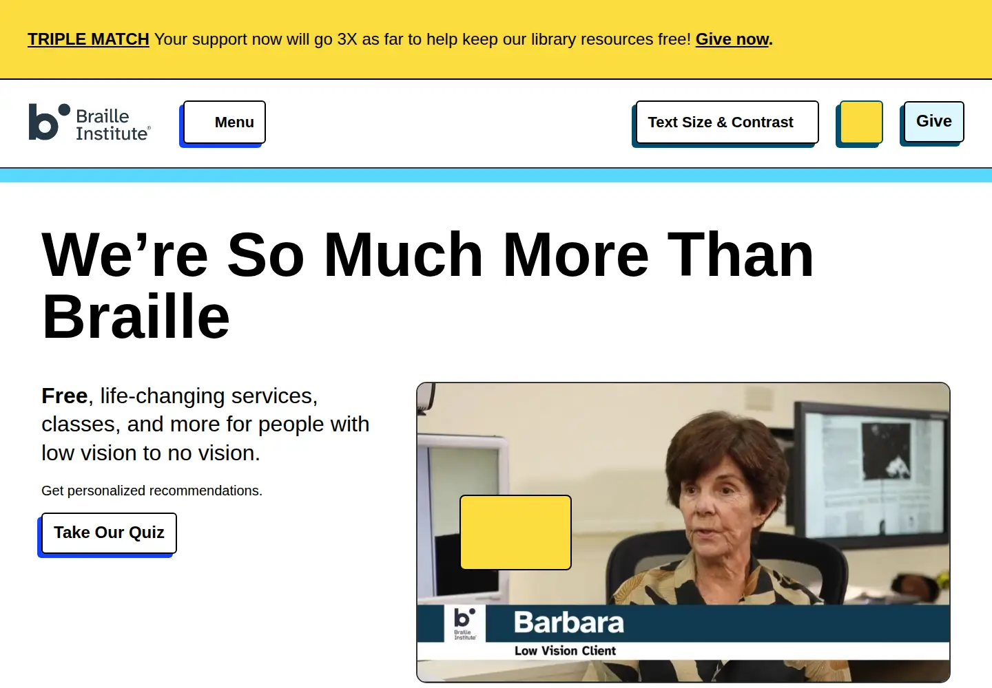 Screenshot of brailleinstitute.org