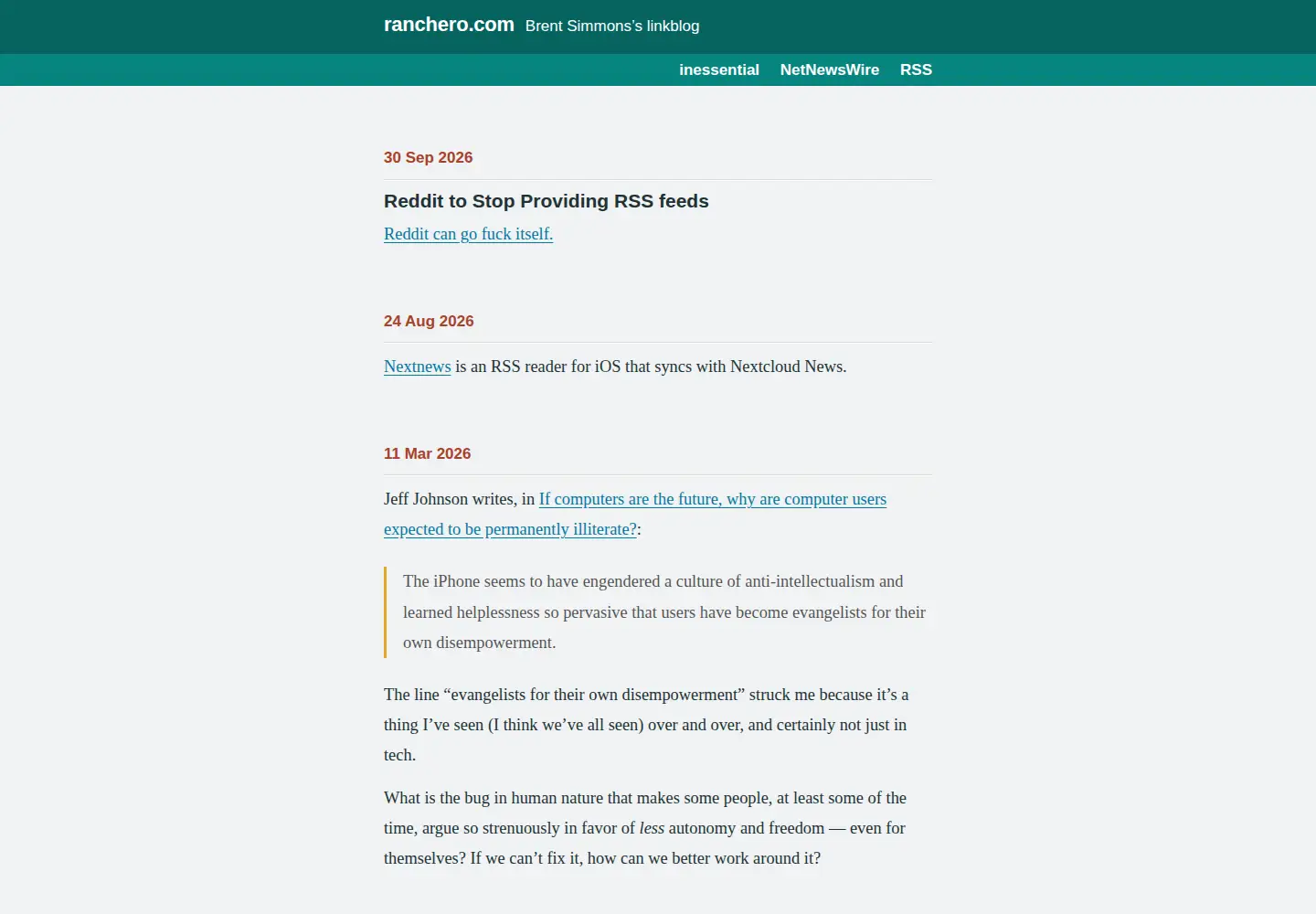 Captured homepage of ranchero.com in the current scan