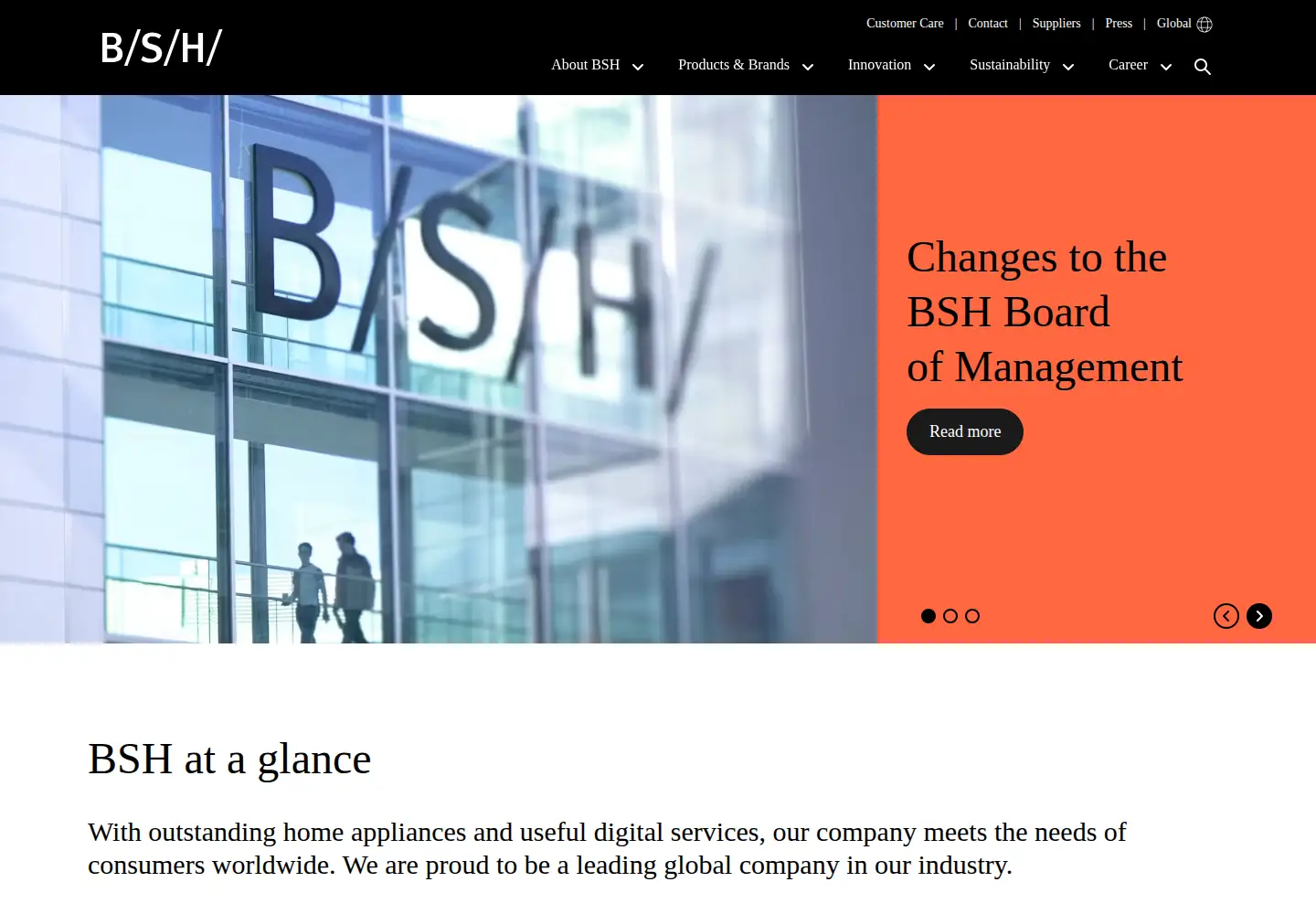Captured homepage of bsh-group.com in the current scan