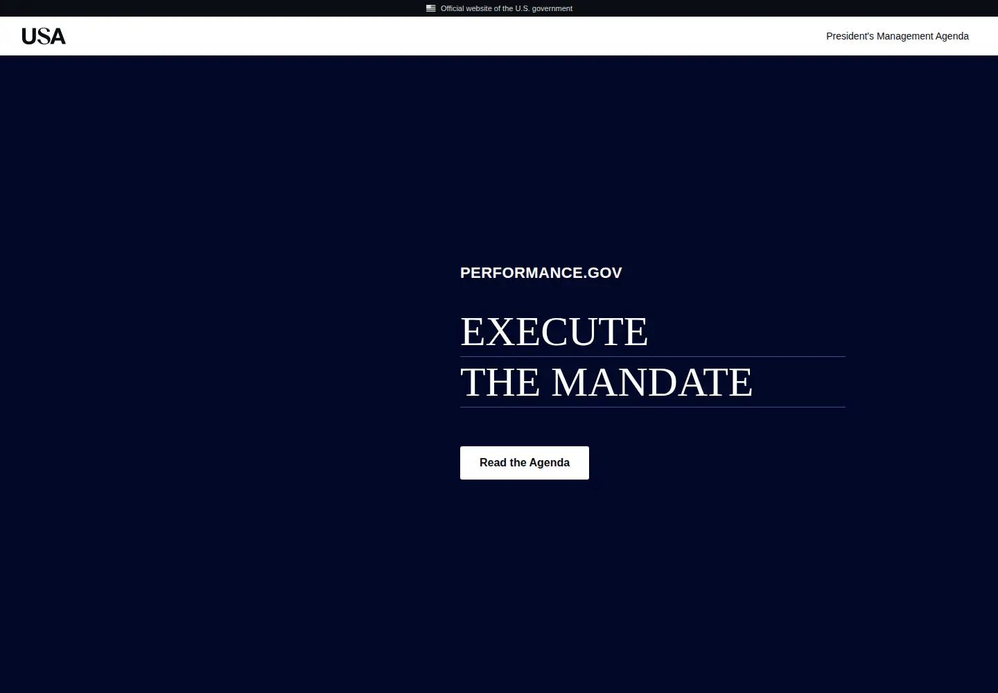 Screenshot of performance.gov