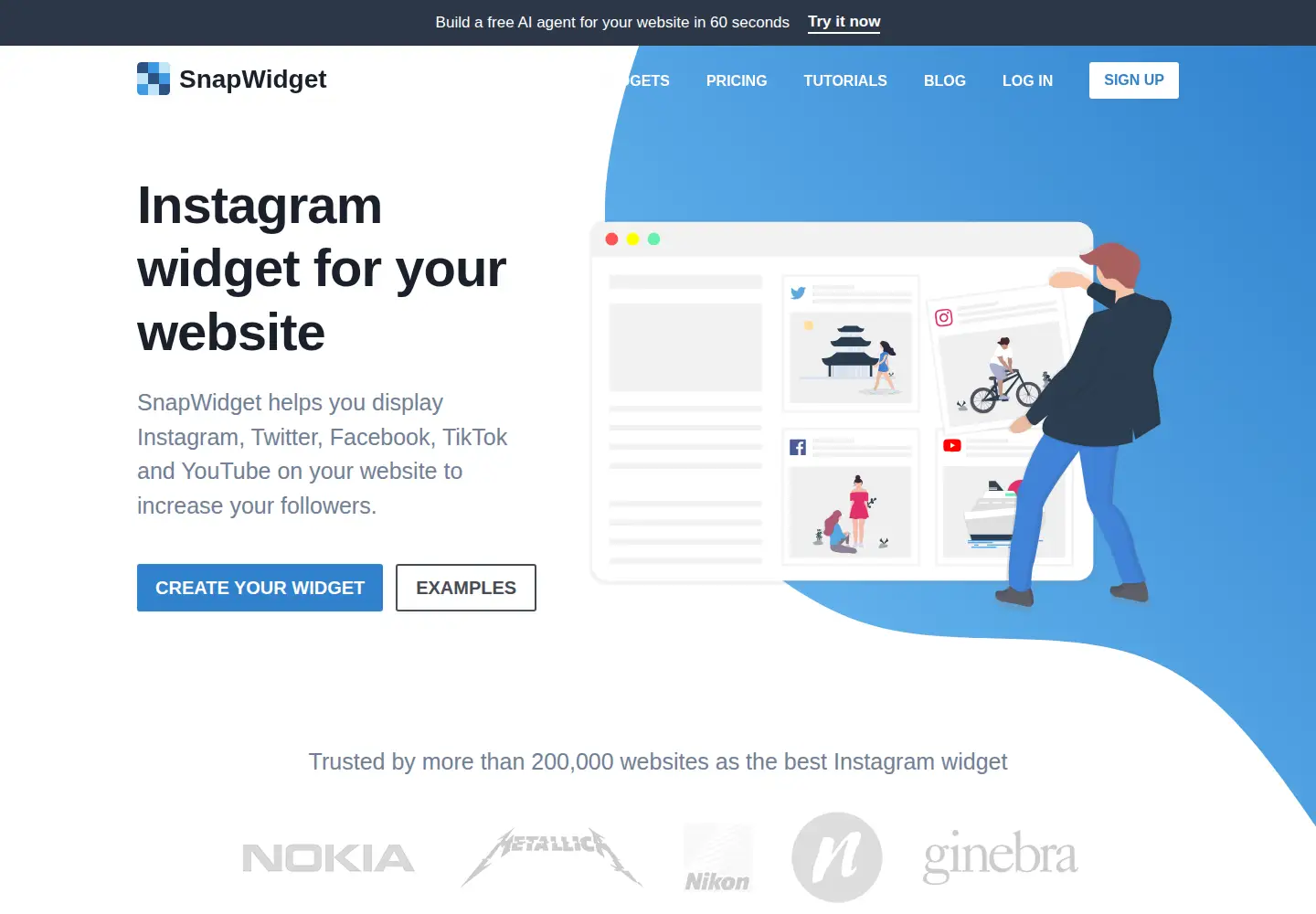 Captured homepage of snapwidget.com in the current scan