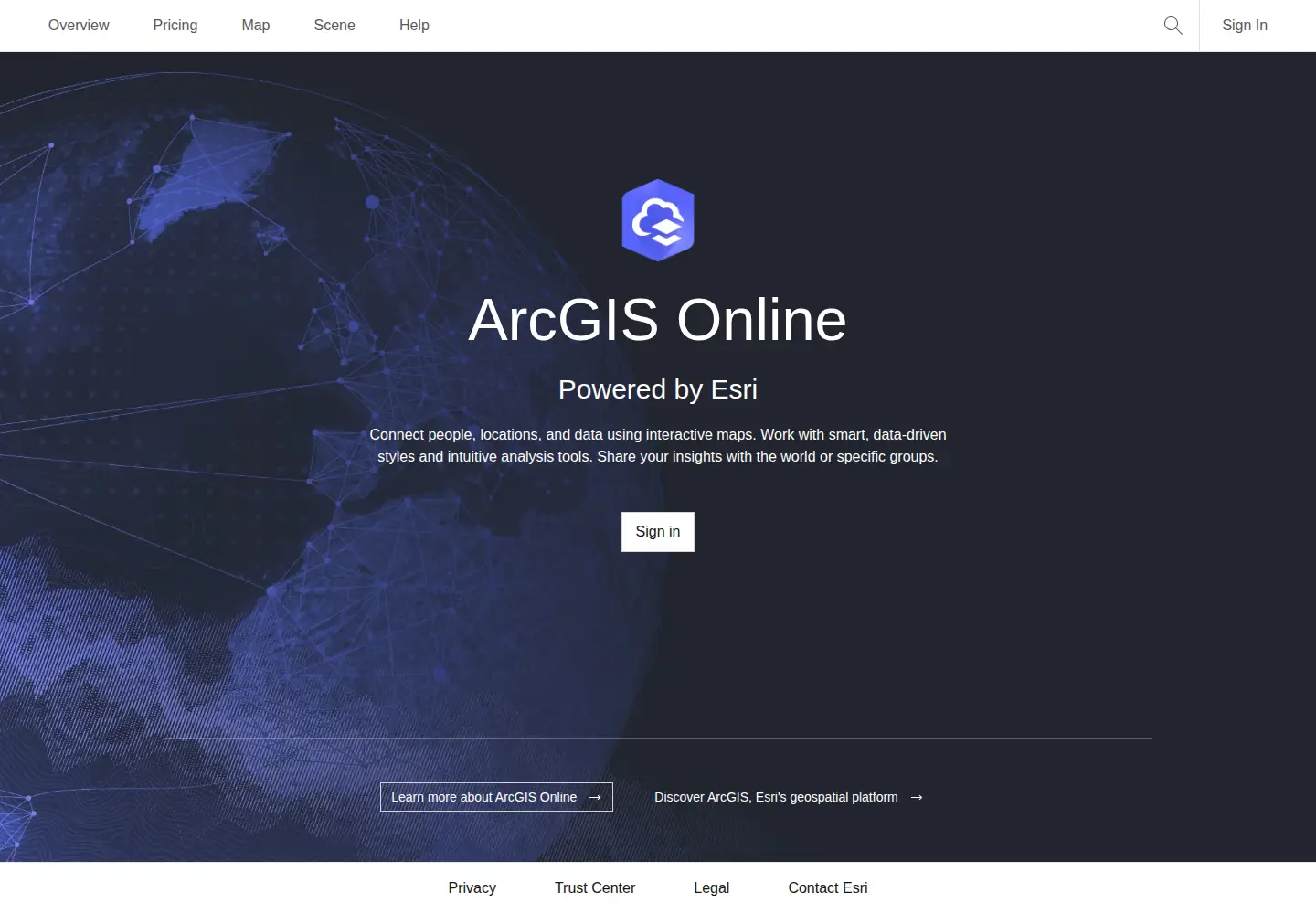 Captured homepage of arcgisonline.com in the current scan