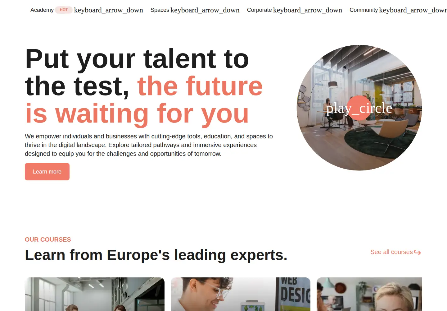 Captured homepage of talentgarden.org in the current scan