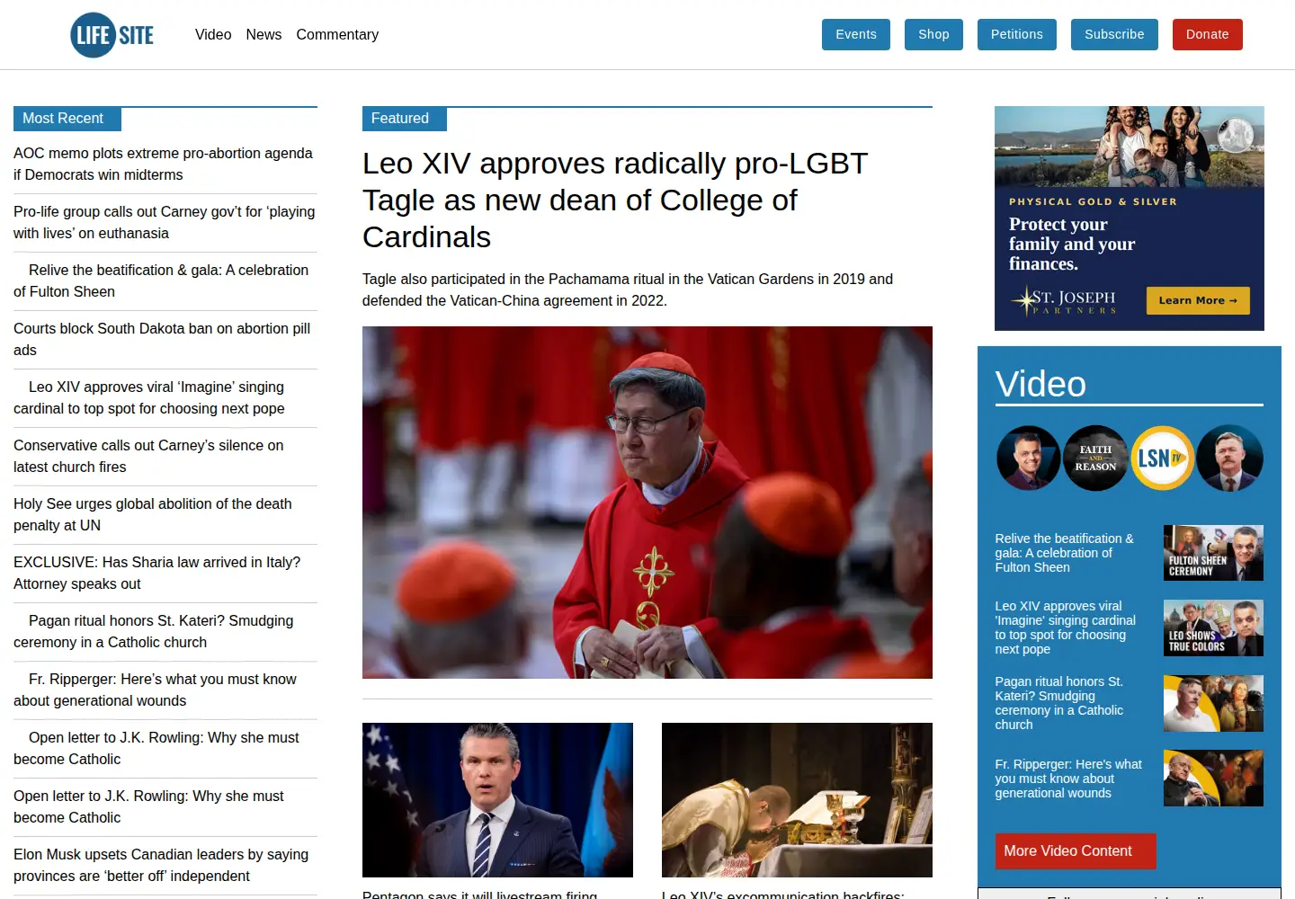 Captured homepage of lifesitenews.com in the current scan