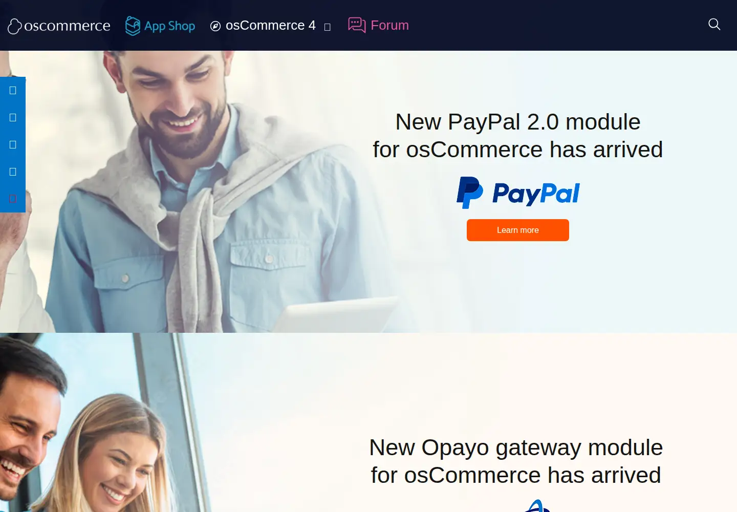 Captured homepage of oscommerce.com in the current scan